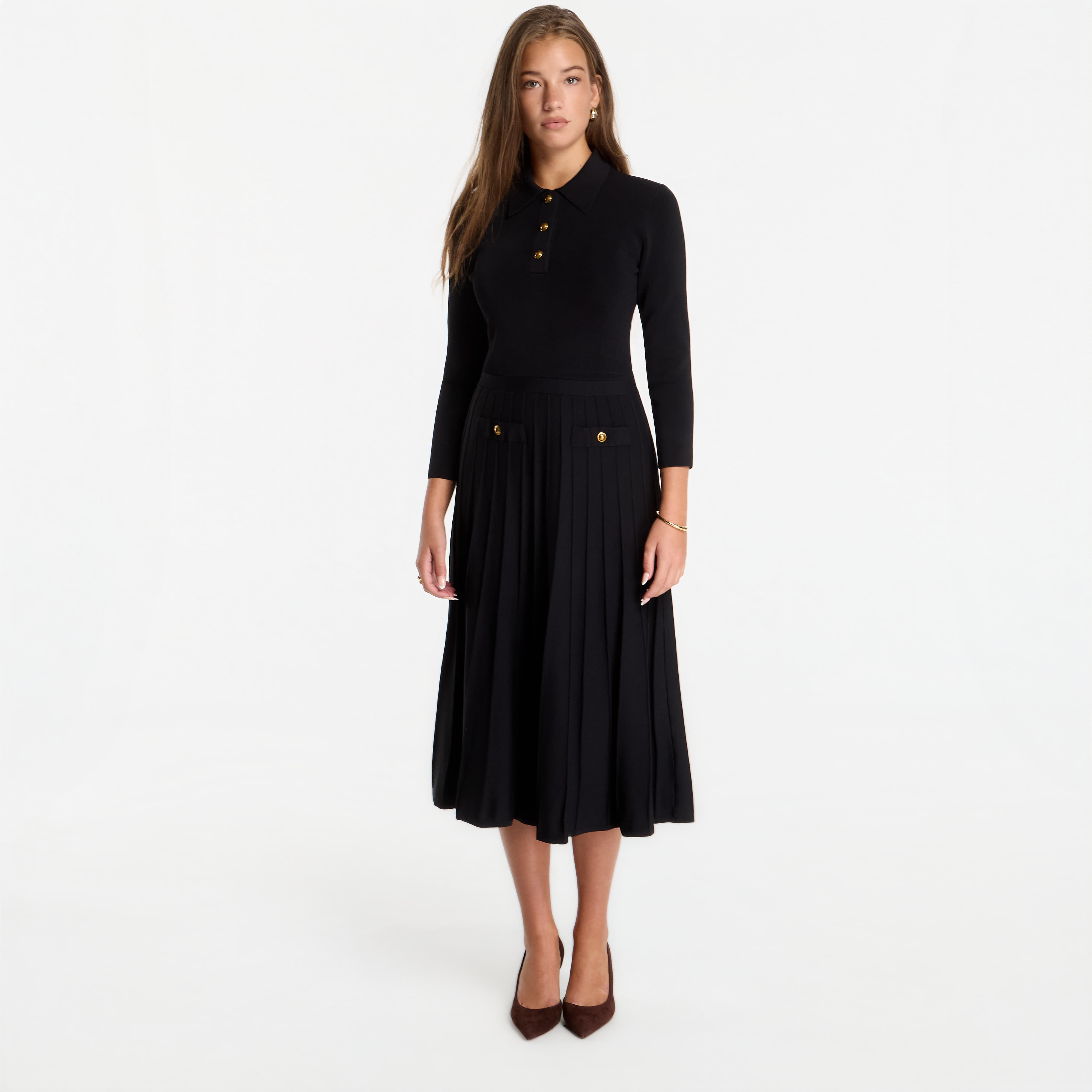 Облекло Michael Kors Polo Flare Midi Dress Black XS/32
