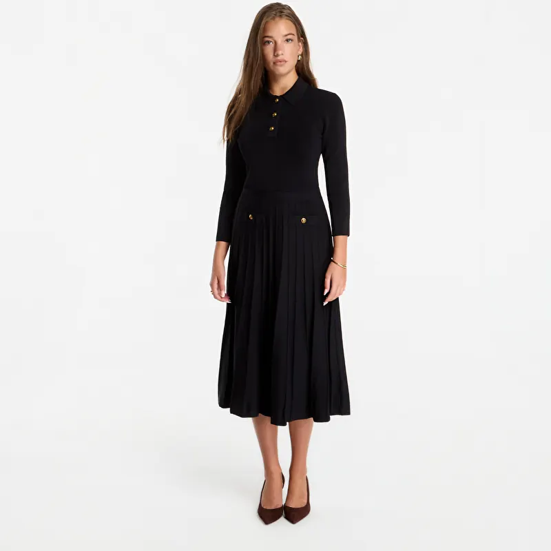 Haljina Michael Kors Polo Flare Midi Dress Black