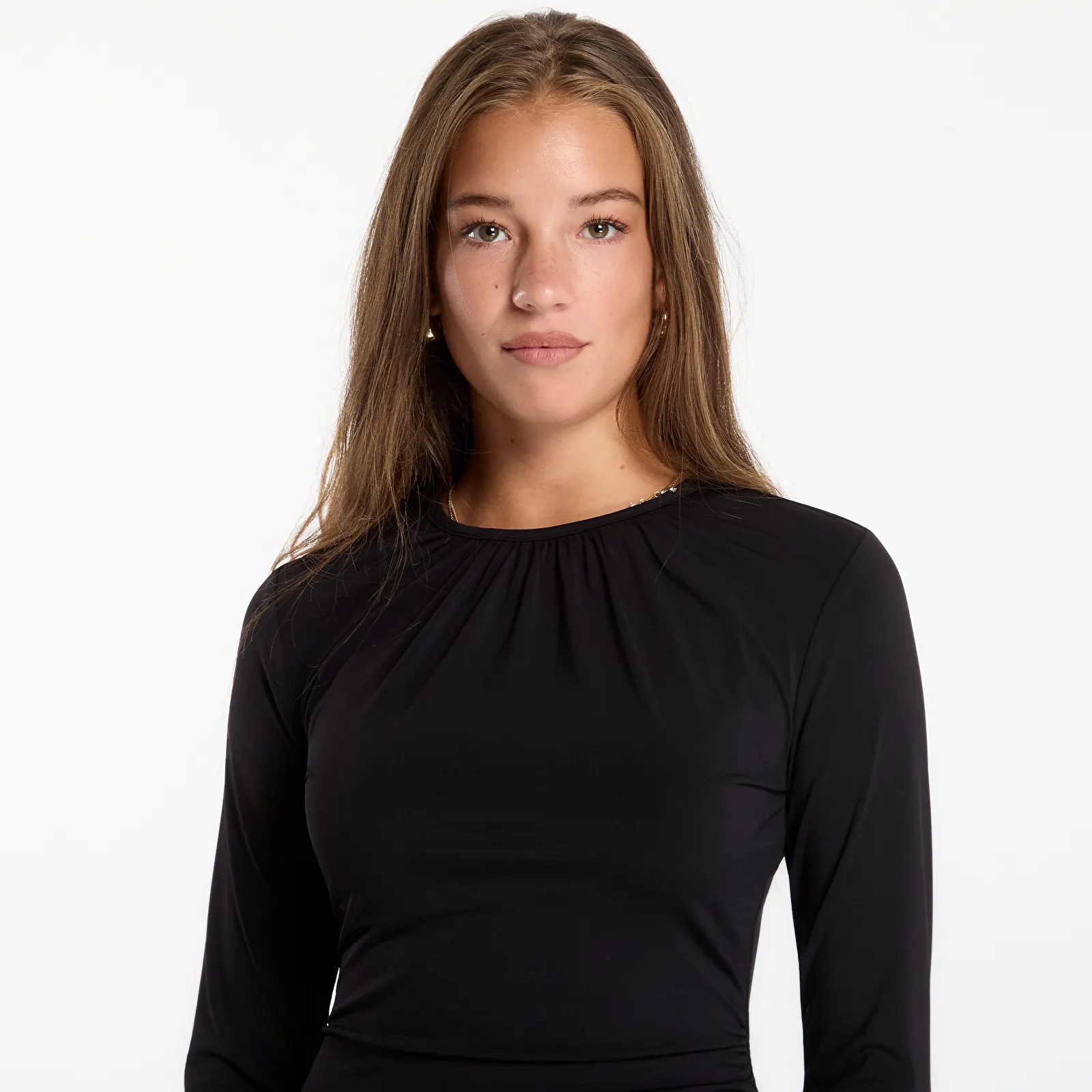 Dresses Michael Kors Ruched Ruffle Hem Dress Black