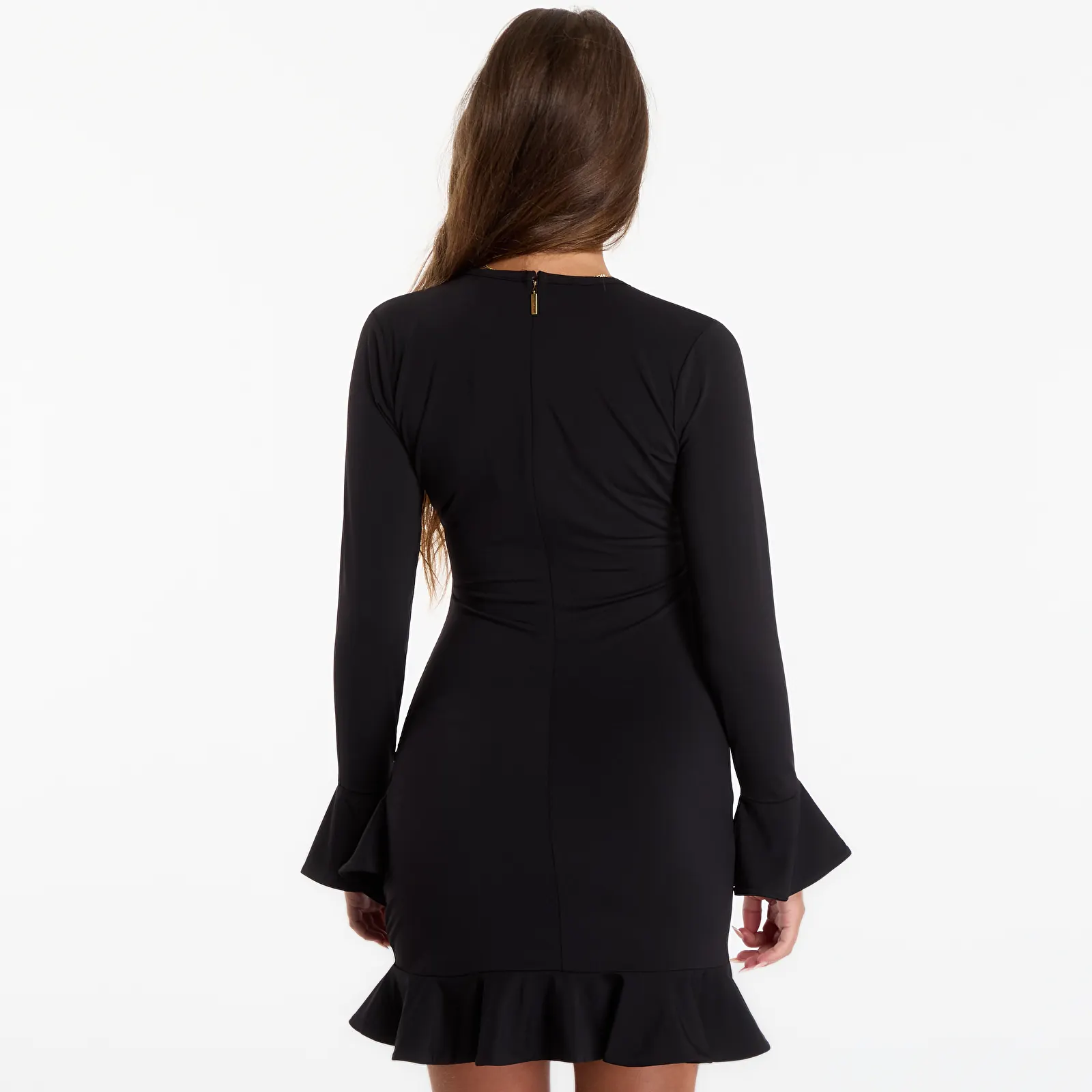 Dresses Michael Kors Ruched Ruffle Hem Dress Black