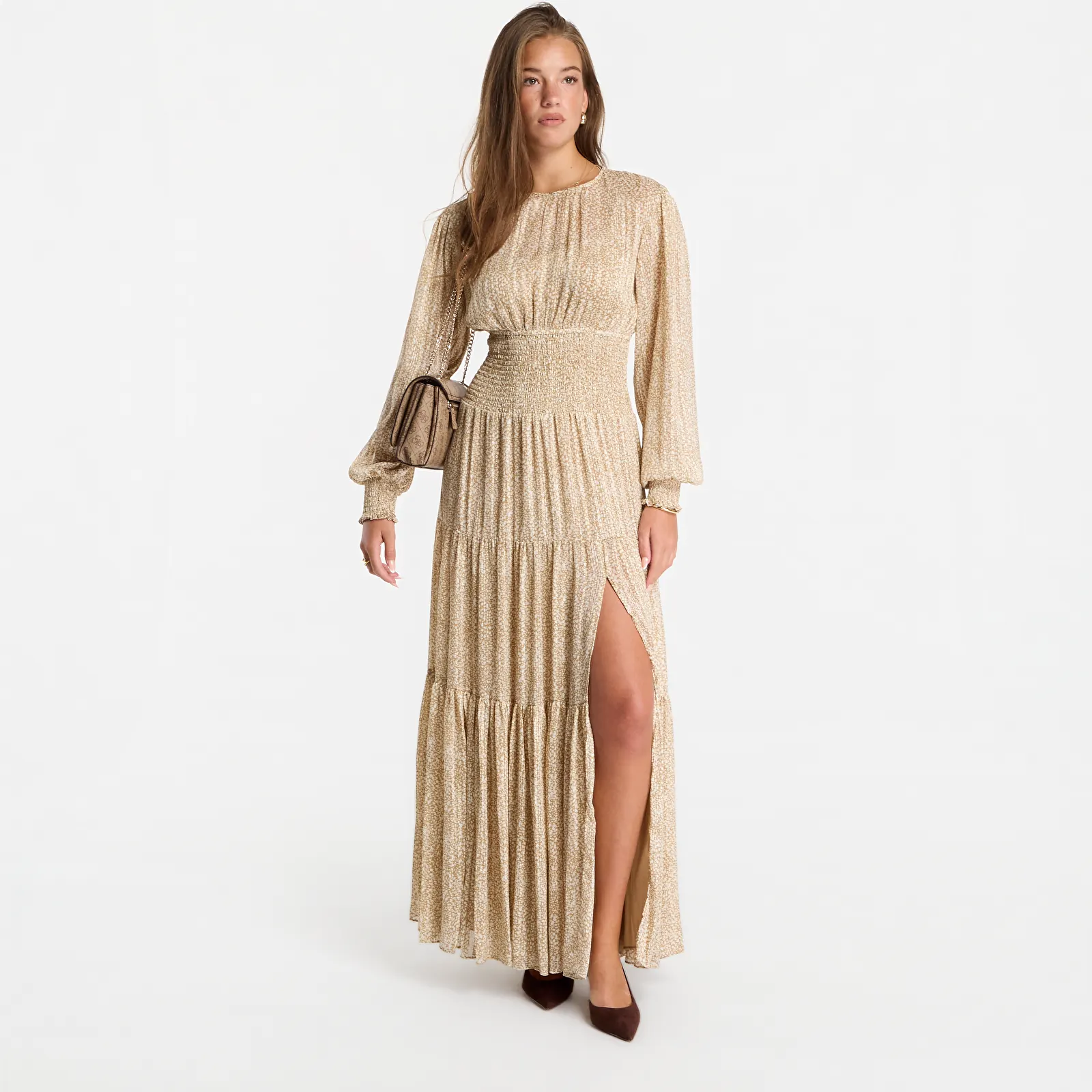Dresses Michael Kors Ls Smock Maxi Dress Khaki