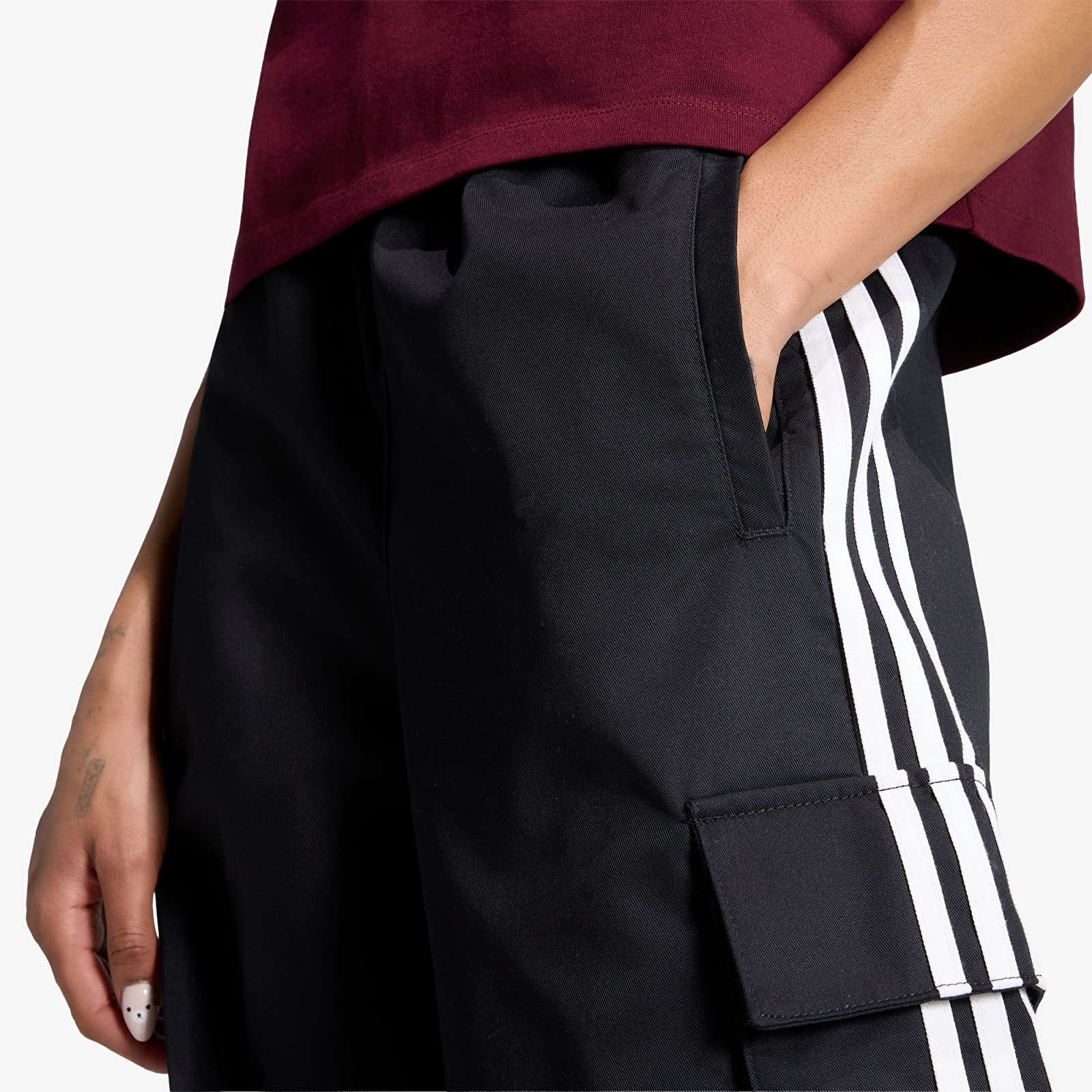 Women's Trousers adidas Firebird Adilenium Twill 3-stripes Cargo Pants Black/ White