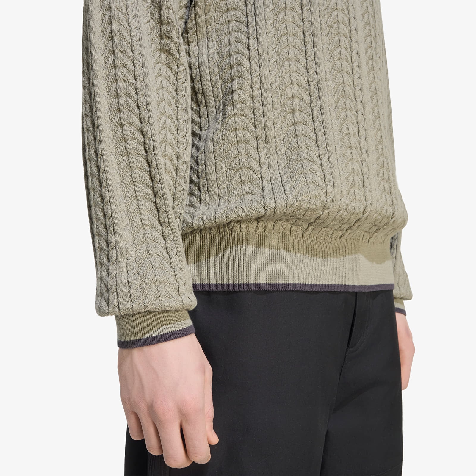 Trøjer til mænd adidas Cable Knit Crewneck Sweatshirt Silver Pebble