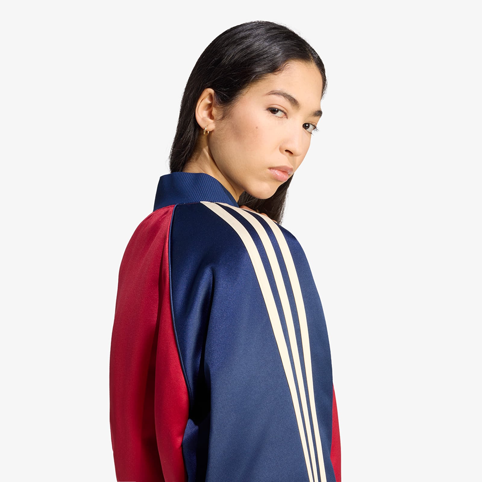 Dámske bombery adidas Satin SST Bomber Jacket Team Victory Red/ Night Indigo/ Warm Vanilla
