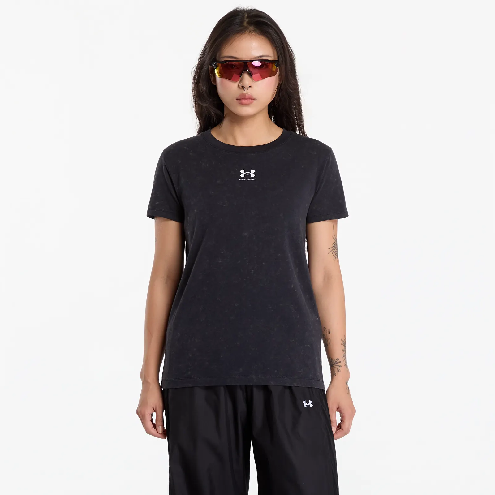 Dames T-shirts Under Armour Rival Cotton Wash SS Black