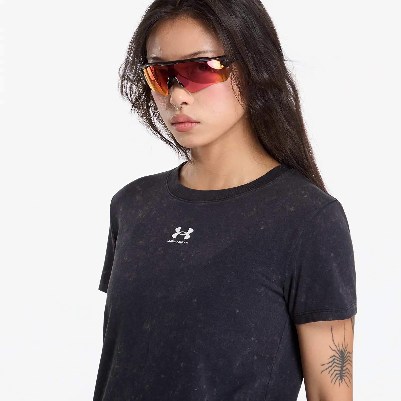 Dames T-shirts Under Armour Rival Cotton Wash SS Black