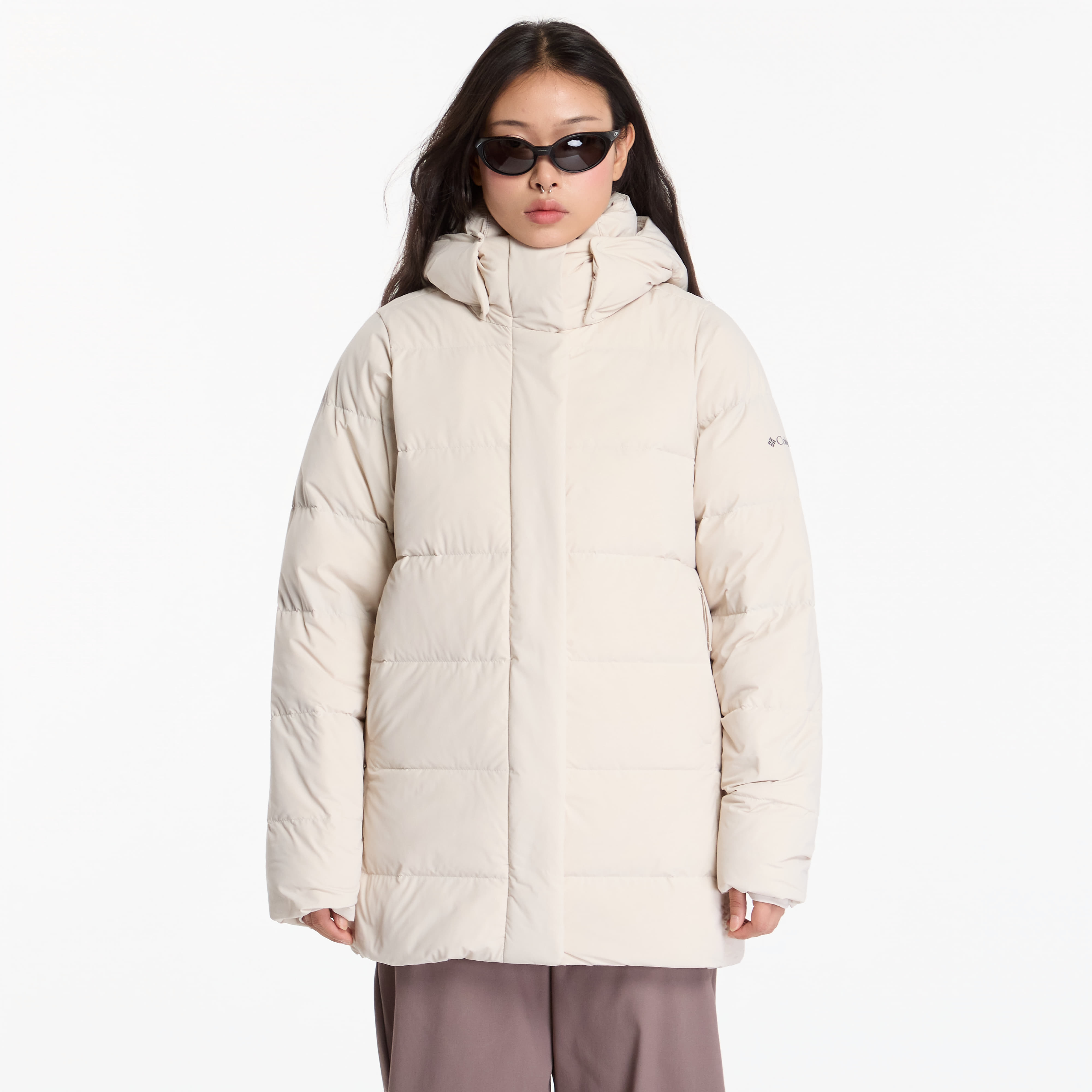 Пухено яке Columbia Amaze Puff™ Mid Hooded Jacket Dark Stone XS