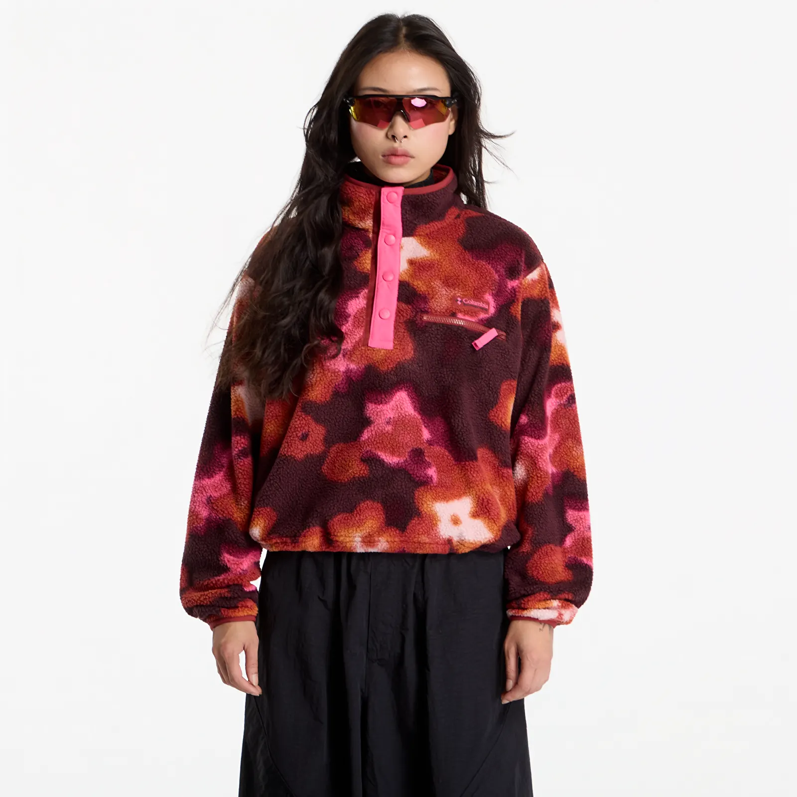 Felpe con cappuccio donna Columbia Helvetia™ II Printed Cropped Half Snap Red Oxide, Dyeflower