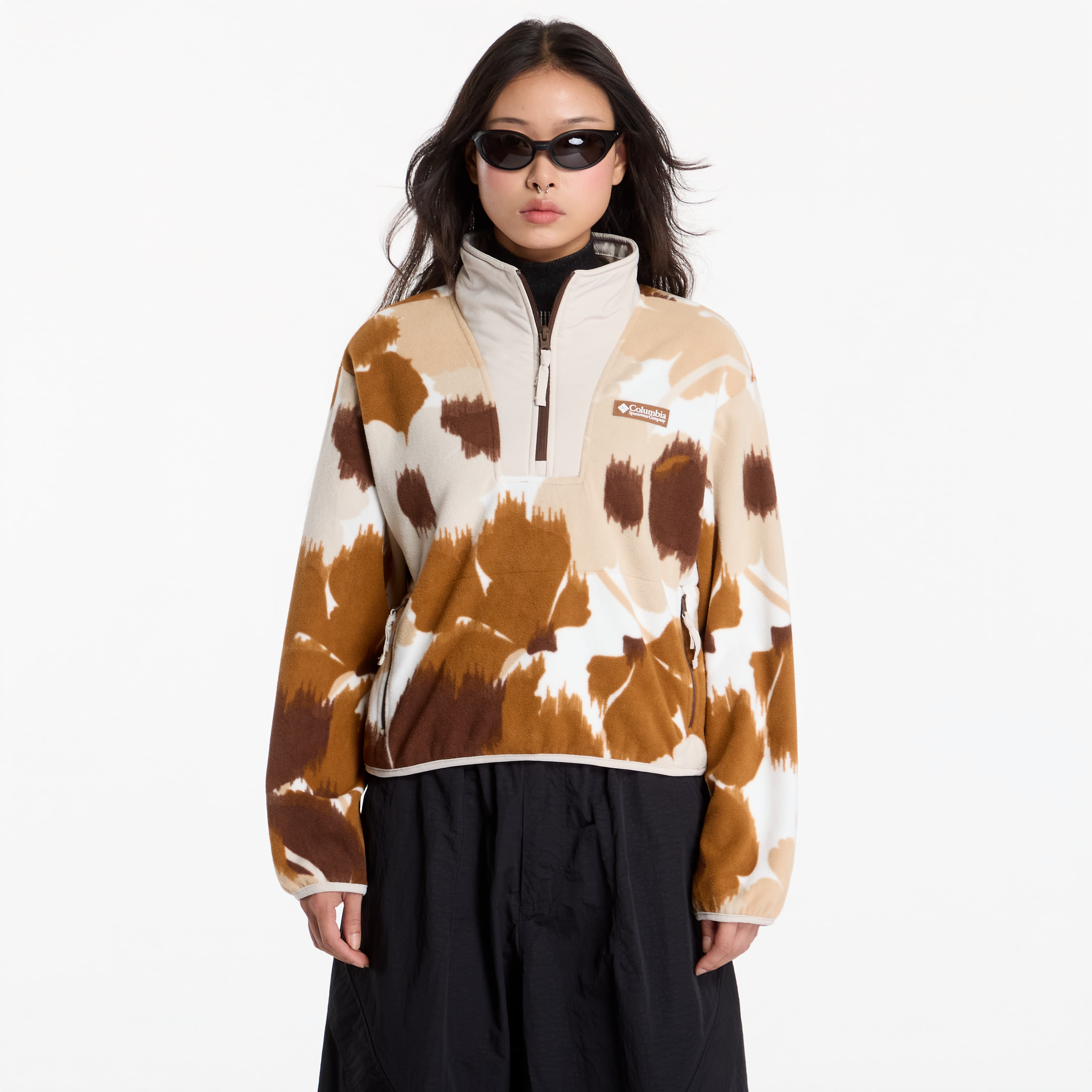 Суитшърт Columbia Sequoia Grove™ II Printed Half Zip Camel Brown Ikatbloom M