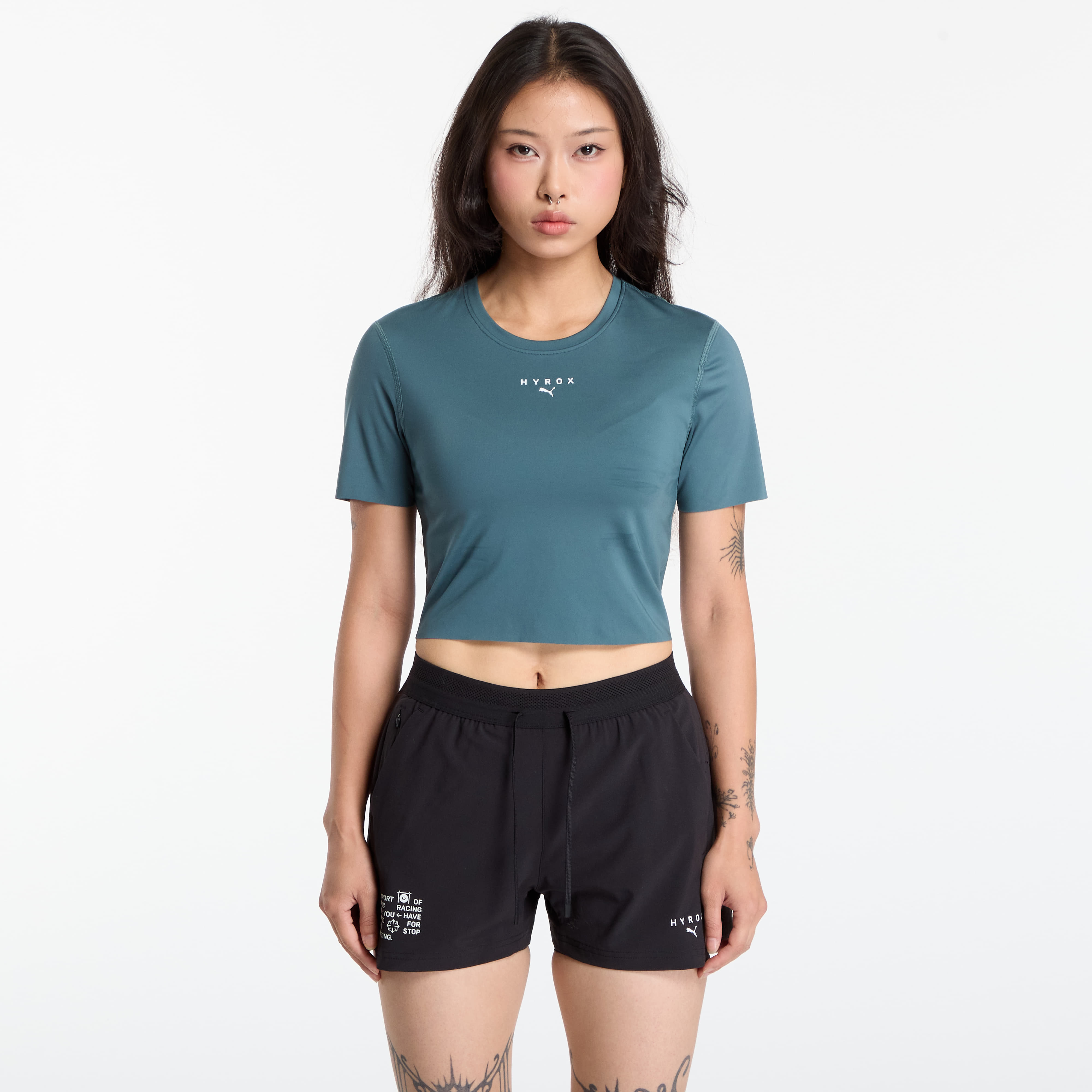 Тениска Puma X Hyrox Pwrmode Crop Tee Herb Garden M