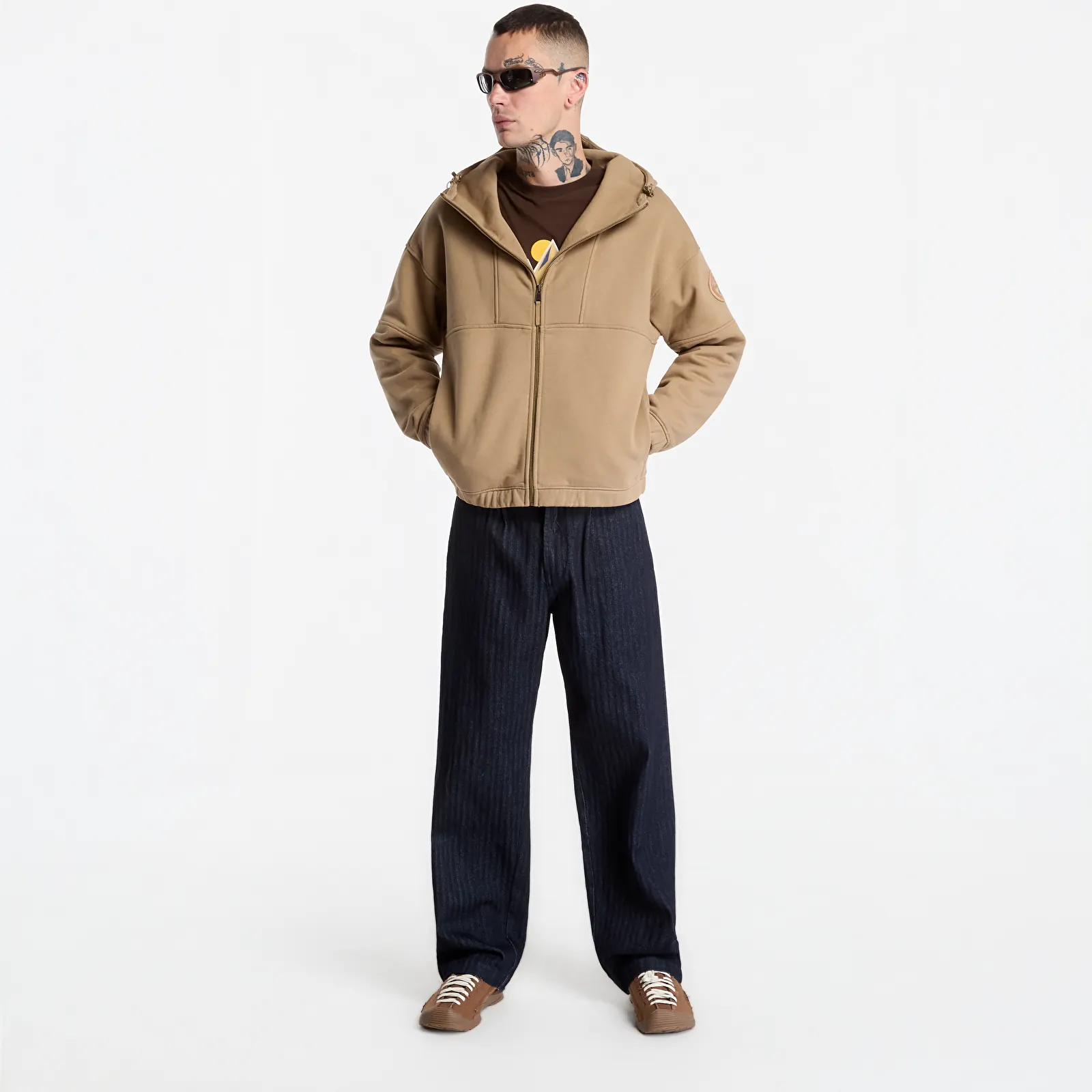 Sudaderas con capucha para hombre Napapijri Bloom Full-Zip Hoodie Beige Petrified Oak