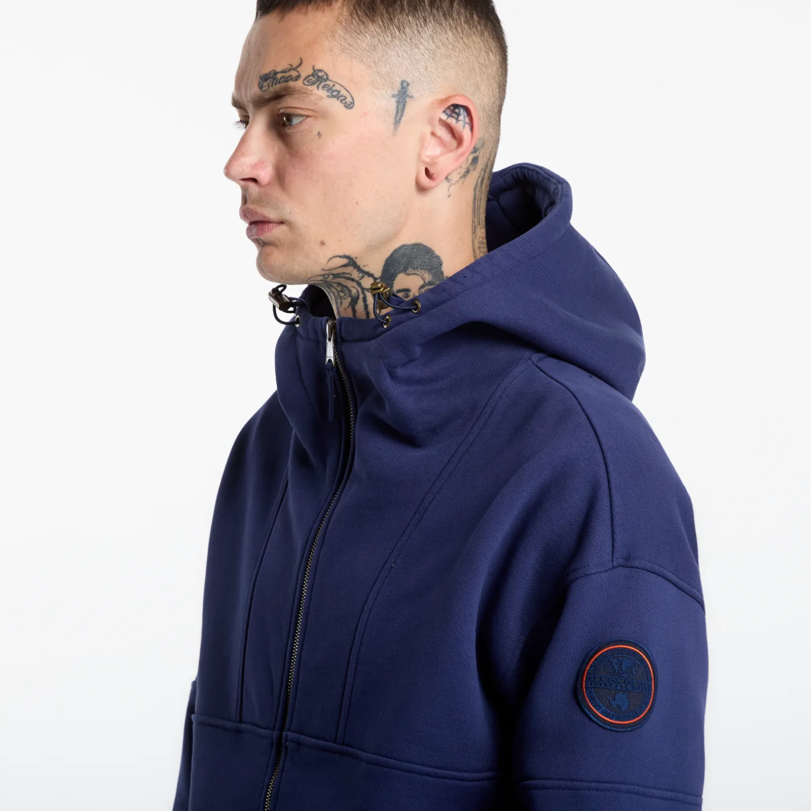 Pánské mikiny Napapijri Bloom Full-Zip Hoodie Blue Academy