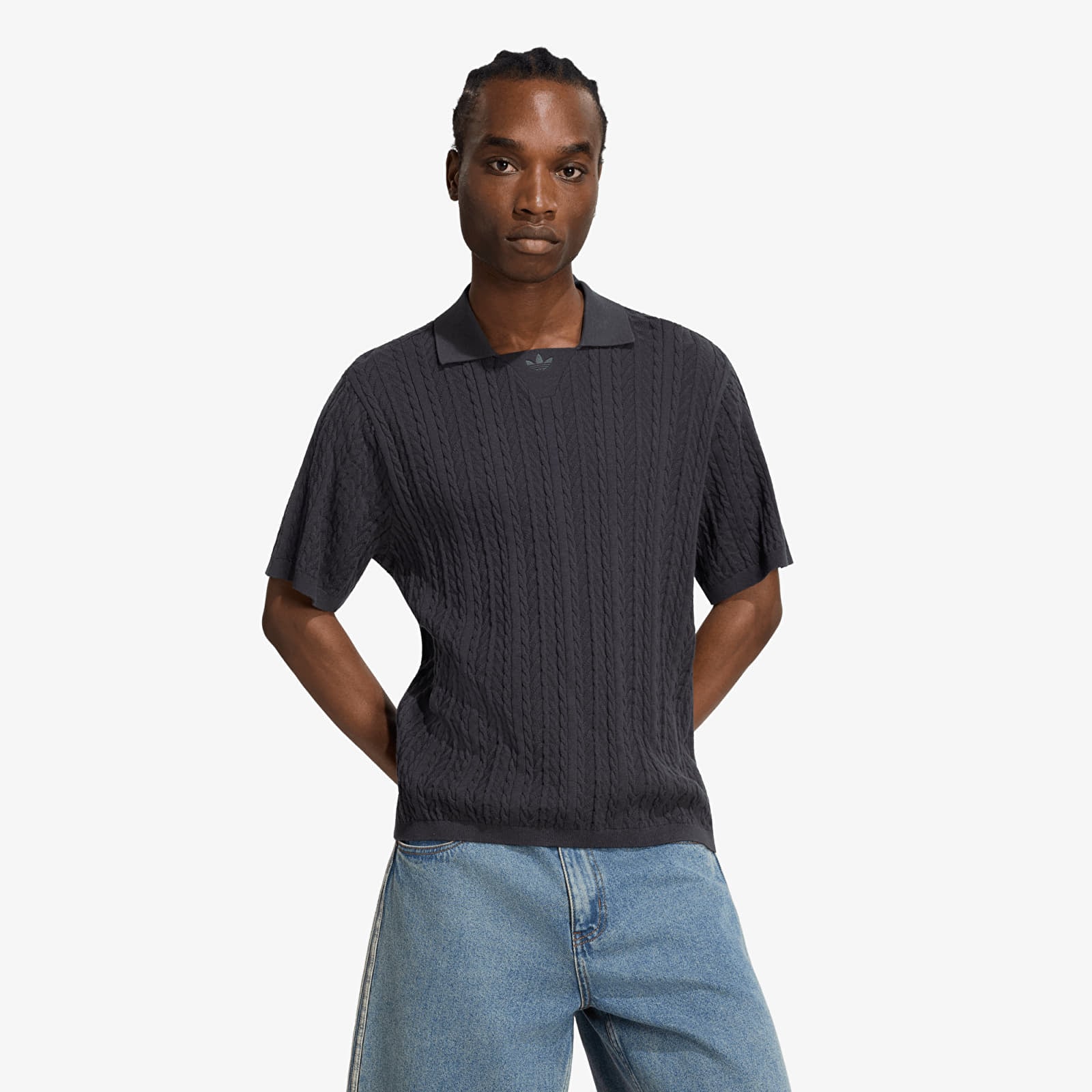 Мужские свитера adidas Cable Knit Football Jersey Utility Black