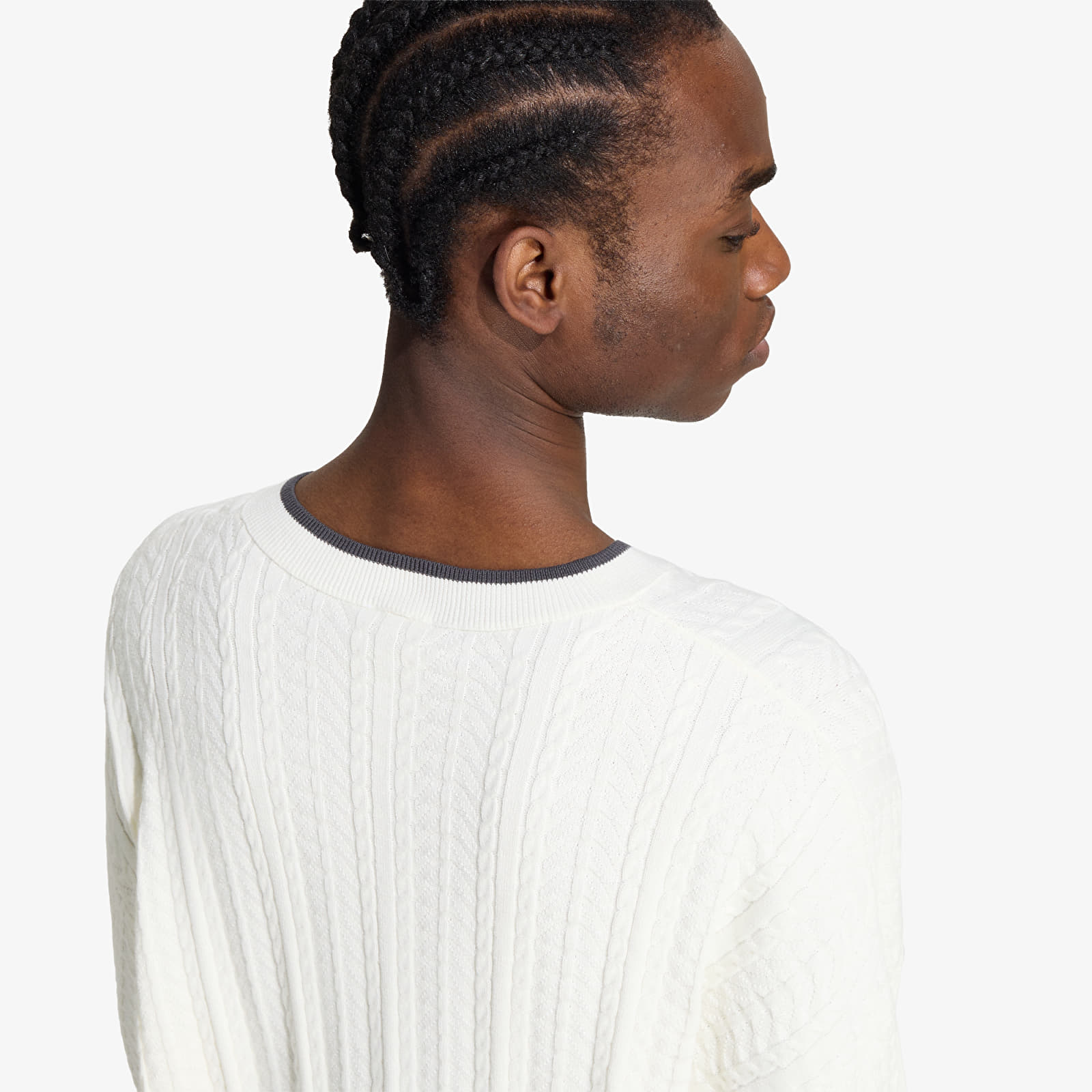Men's sweaters adidas Cable Knit Crewneck Sweatshirt Cloud White