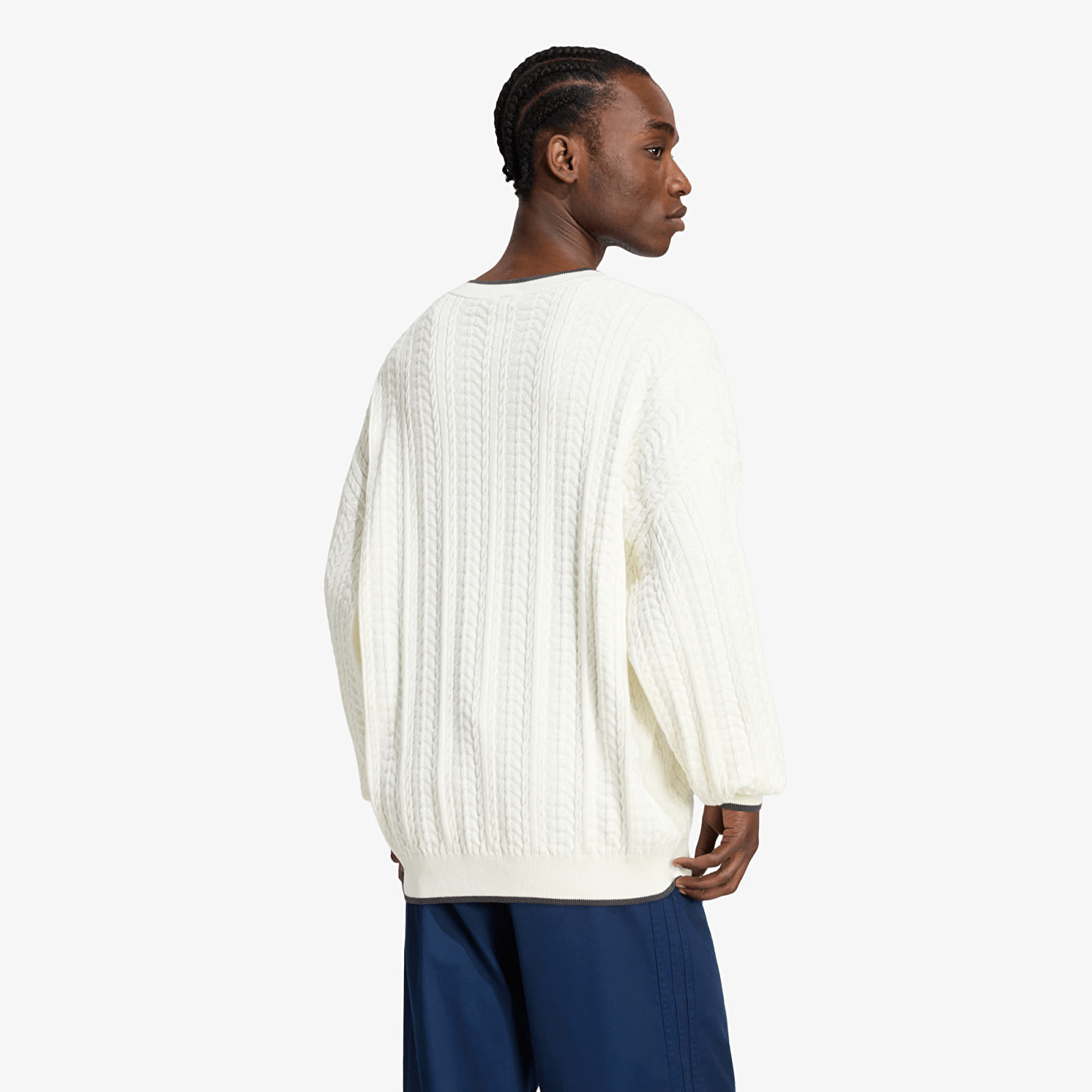 Men's sweaters adidas Cable Knit Crewneck Sweatshirt Cloud White