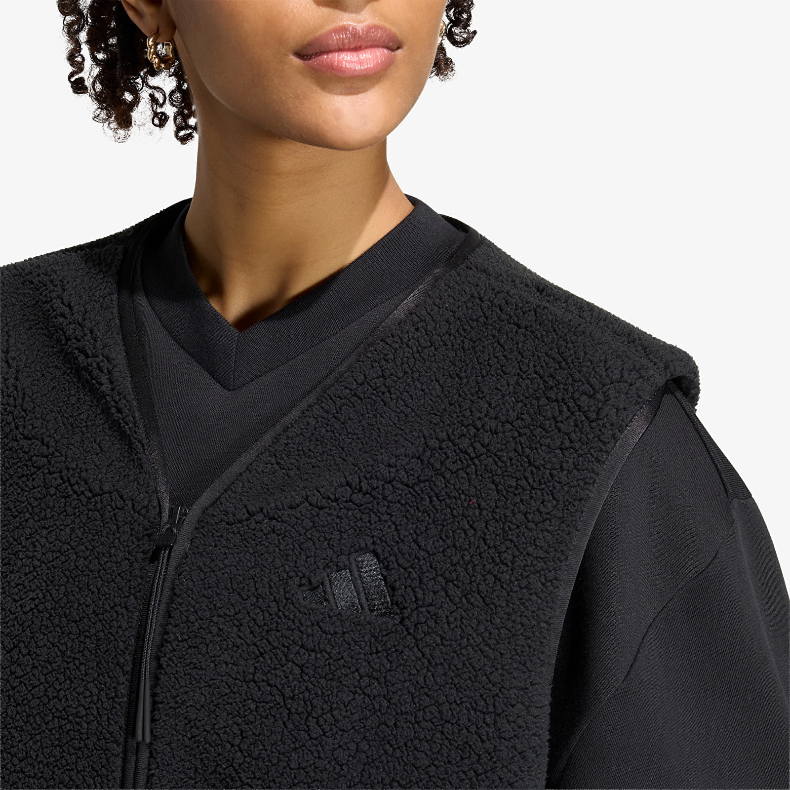 Naisten villatakit adidas City Tech High Pile Fleece Vest Black