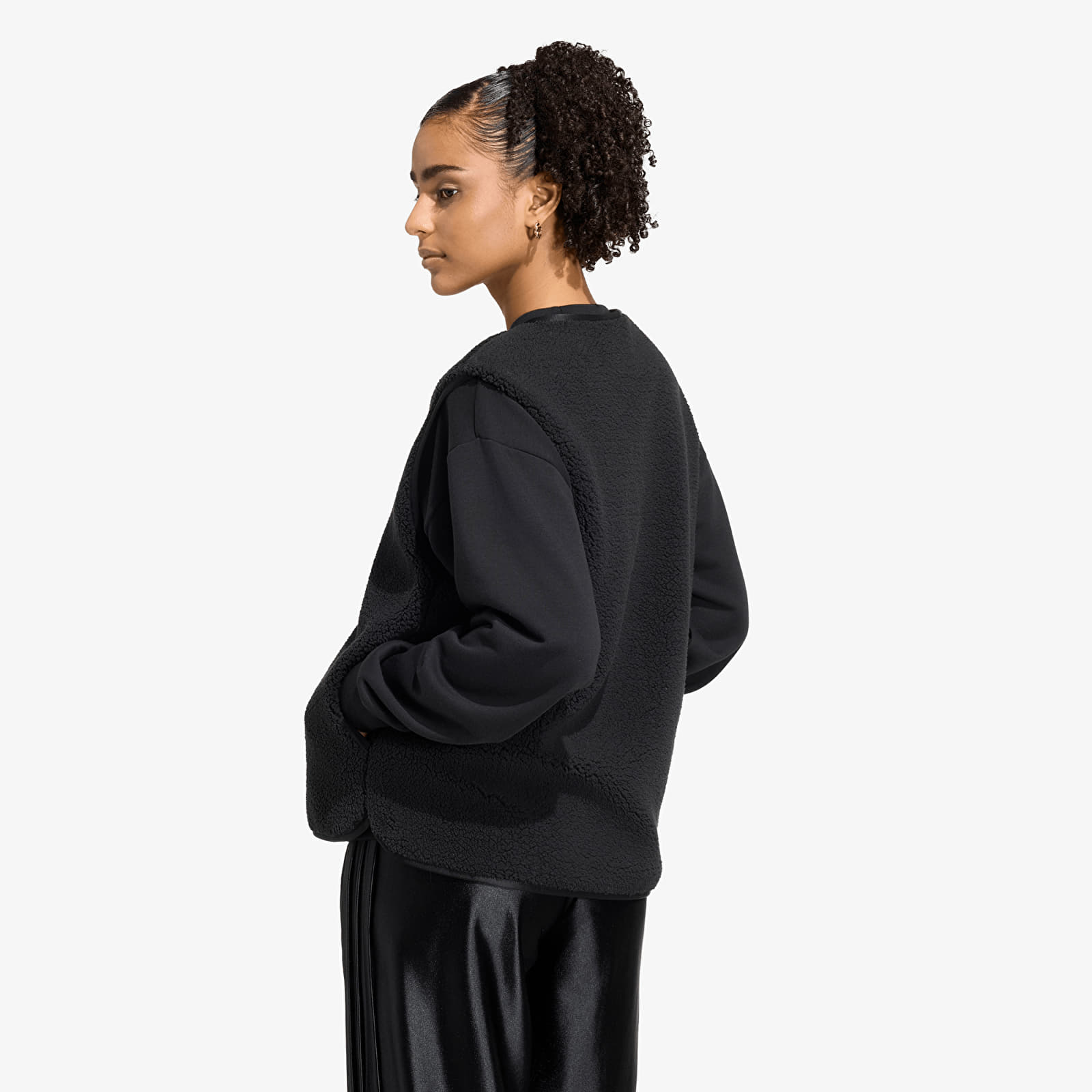 Naisten villatakit adidas City Tech High Pile Fleece Vest Black