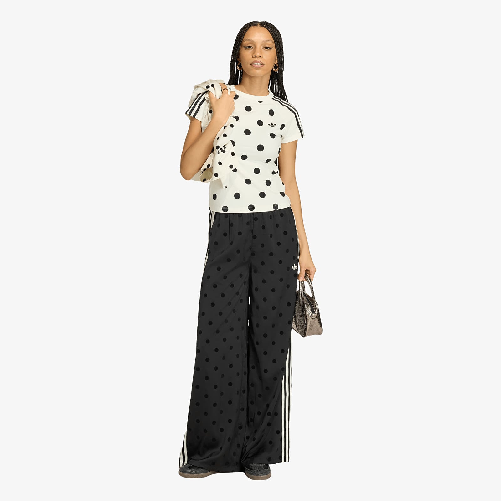 Pantalons femme adidas Satin Polka Dots Wide Leg Pant Black