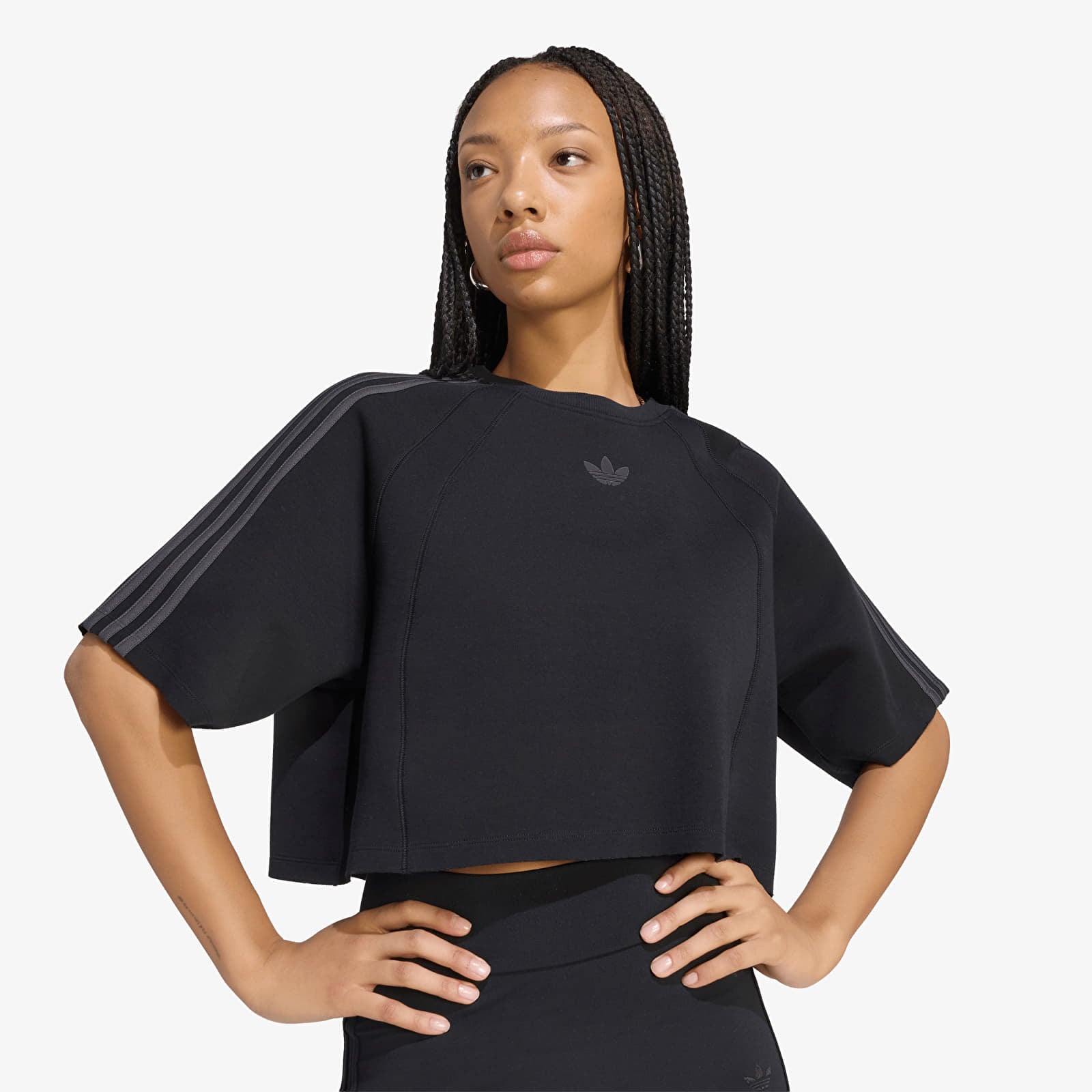 Tricouri femei adidas SST 2.0 Boxy Cropped T-Shirt Black/ Utility Black