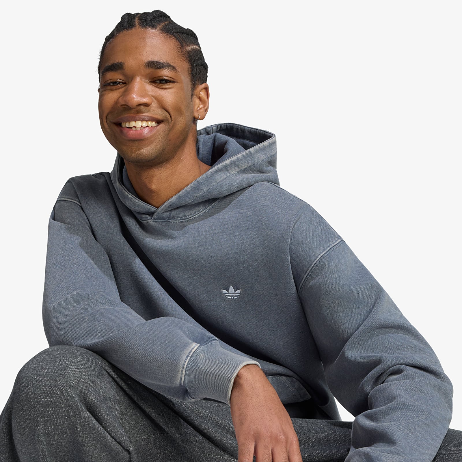 Herren-Sweatshirts adidas Trefoil Essentials Washed Loose Hoodie Preloved Ink