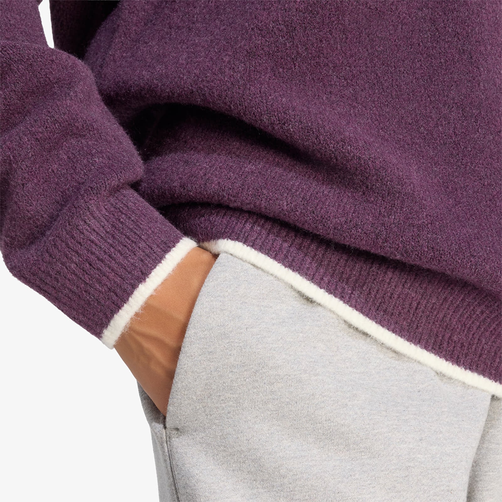 Damen Pullover adidas Ess Knit Tipping Crew Noble Red/ Cream White