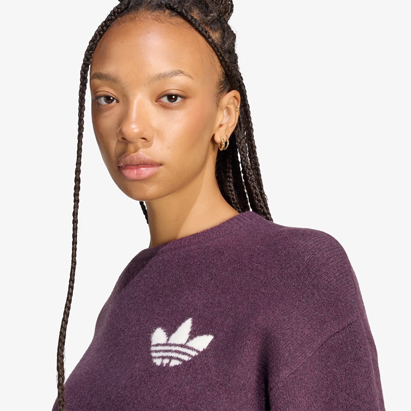 Damen Pullover adidas Ess Knit Tipping Crew Noble Red/ Cream White
