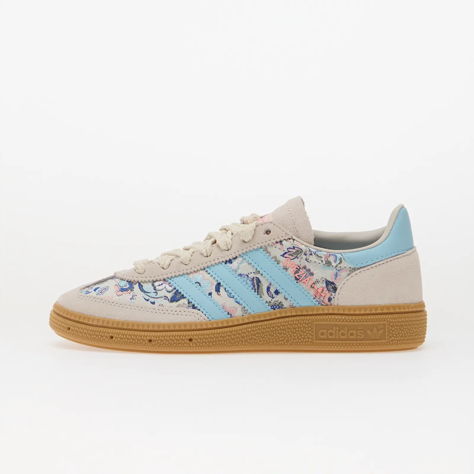 Sneakerși pentru femei adidas x Liberty London Handball Spezial Kids Off White/ Icey Blue/ Gum