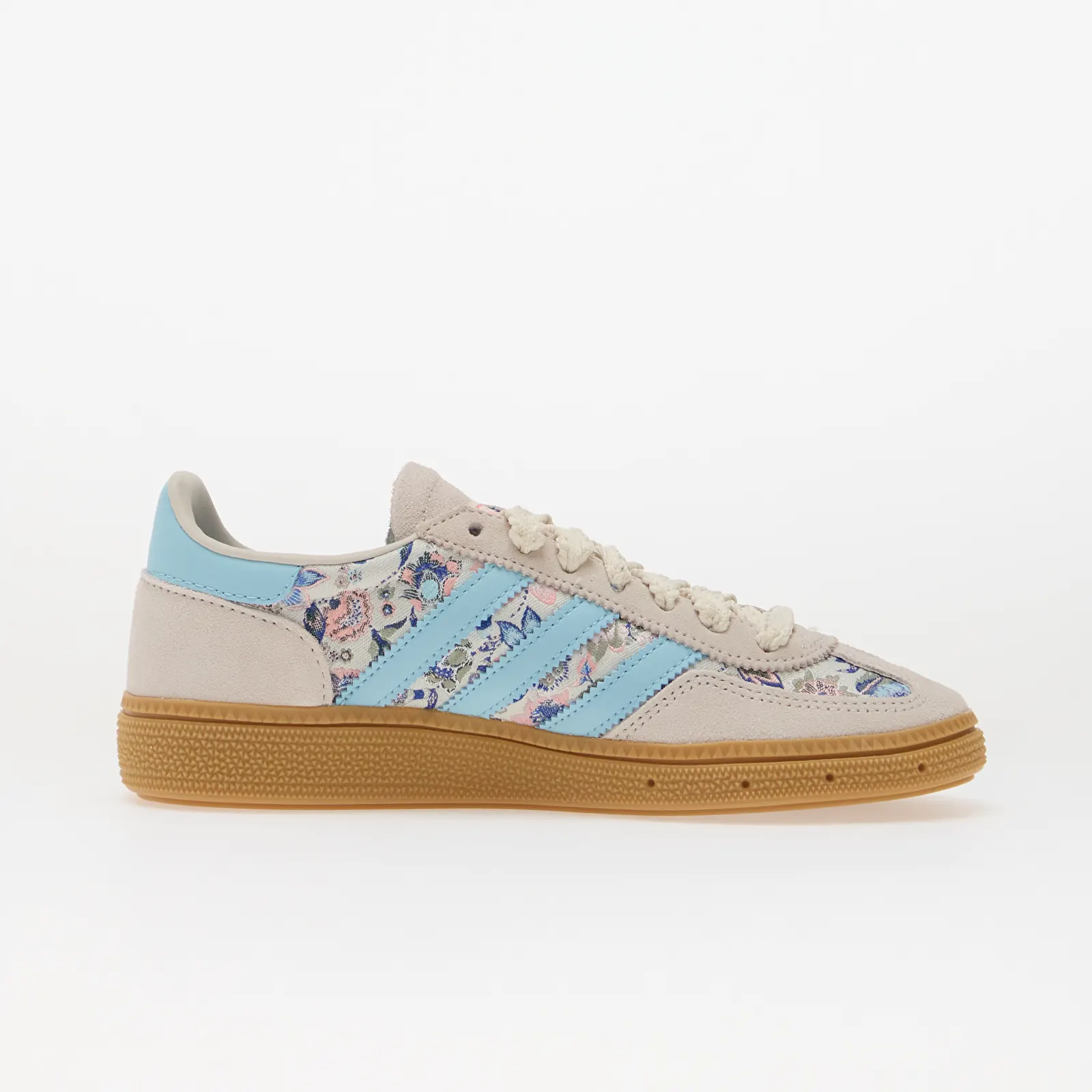 Sneakerși pentru femei adidas x Liberty London Handball Spezial Kids Off White/ Icey Blue/ Gum