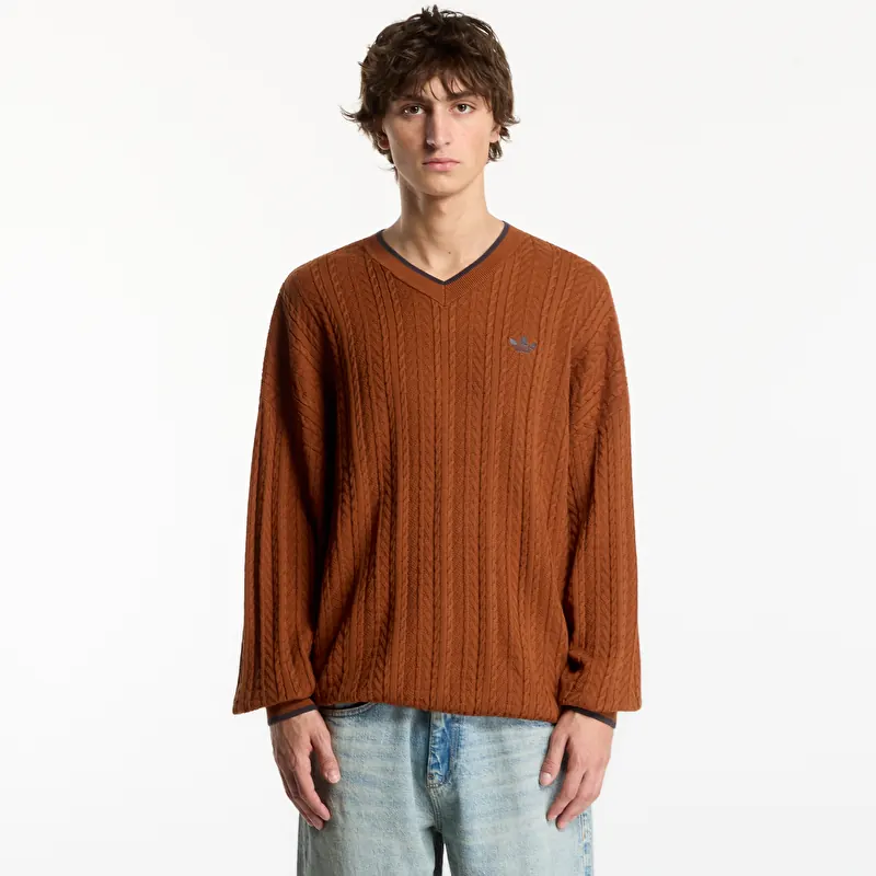Pulover adidas Cable Knit Crewneck Sweatshirt Dusky Bronze