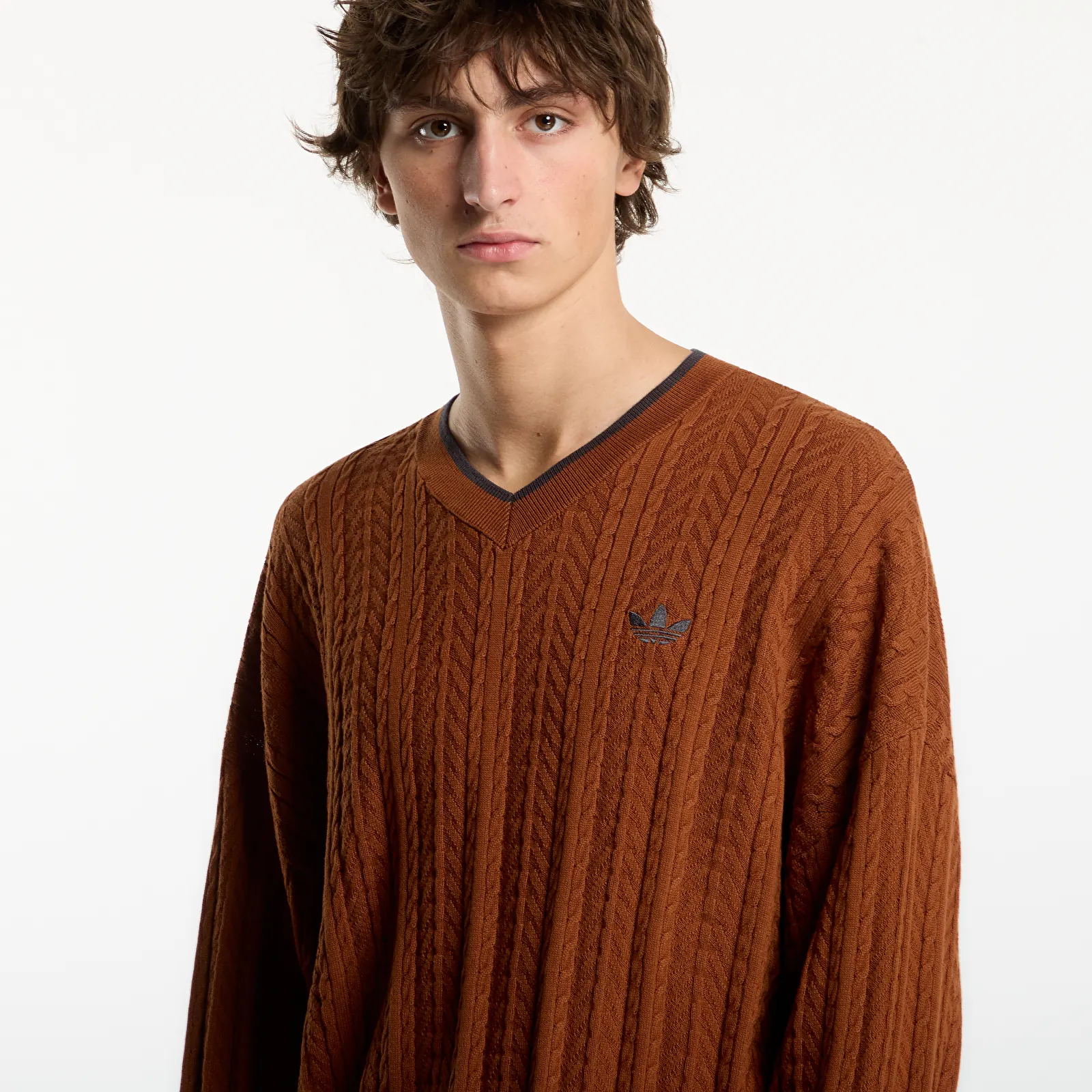 Herren Pullover adidas Cable Knit Crewneck Sweatshirt Dusky Bronze