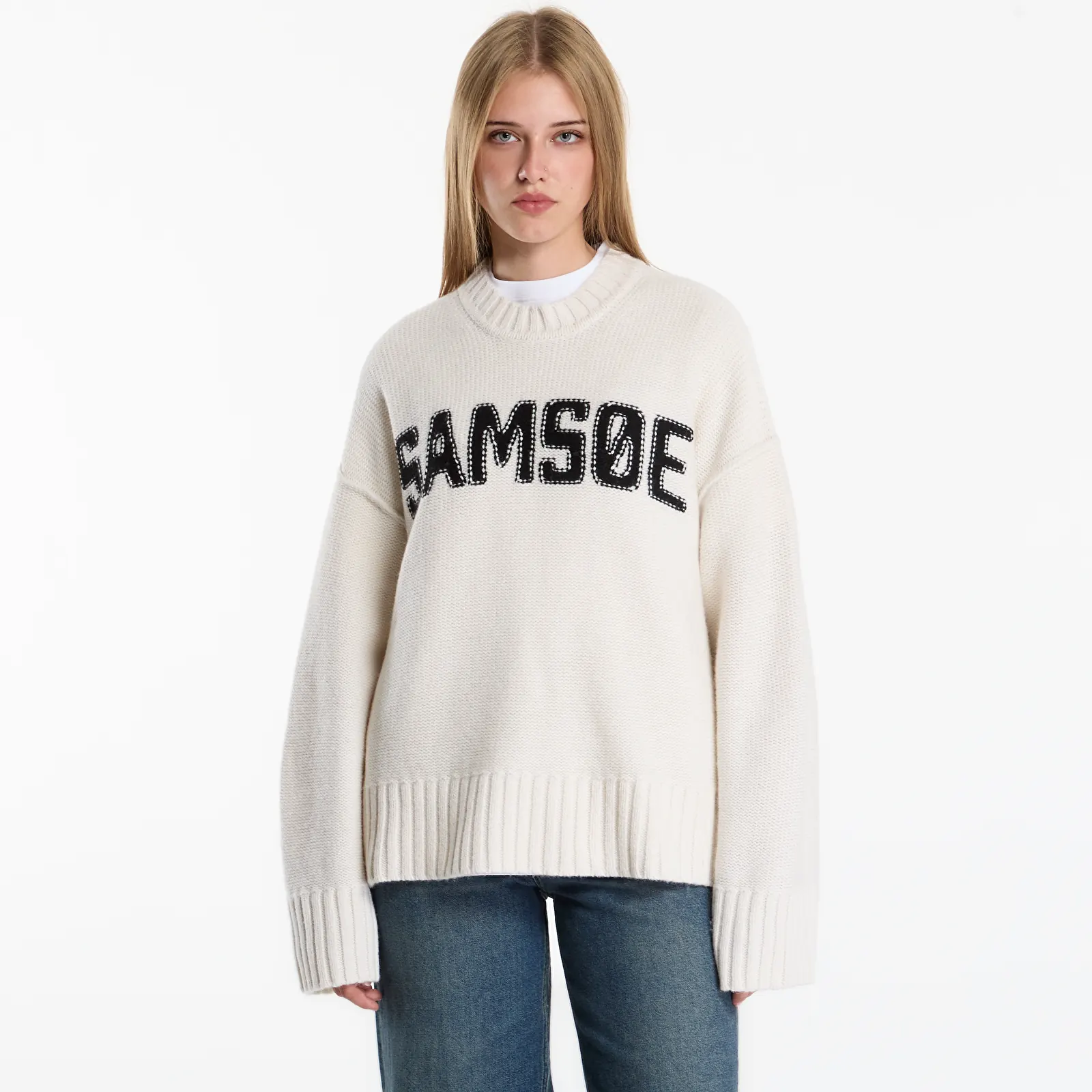 Pulóverek Samsøe Samsøe Sakeiku Sweater Egret