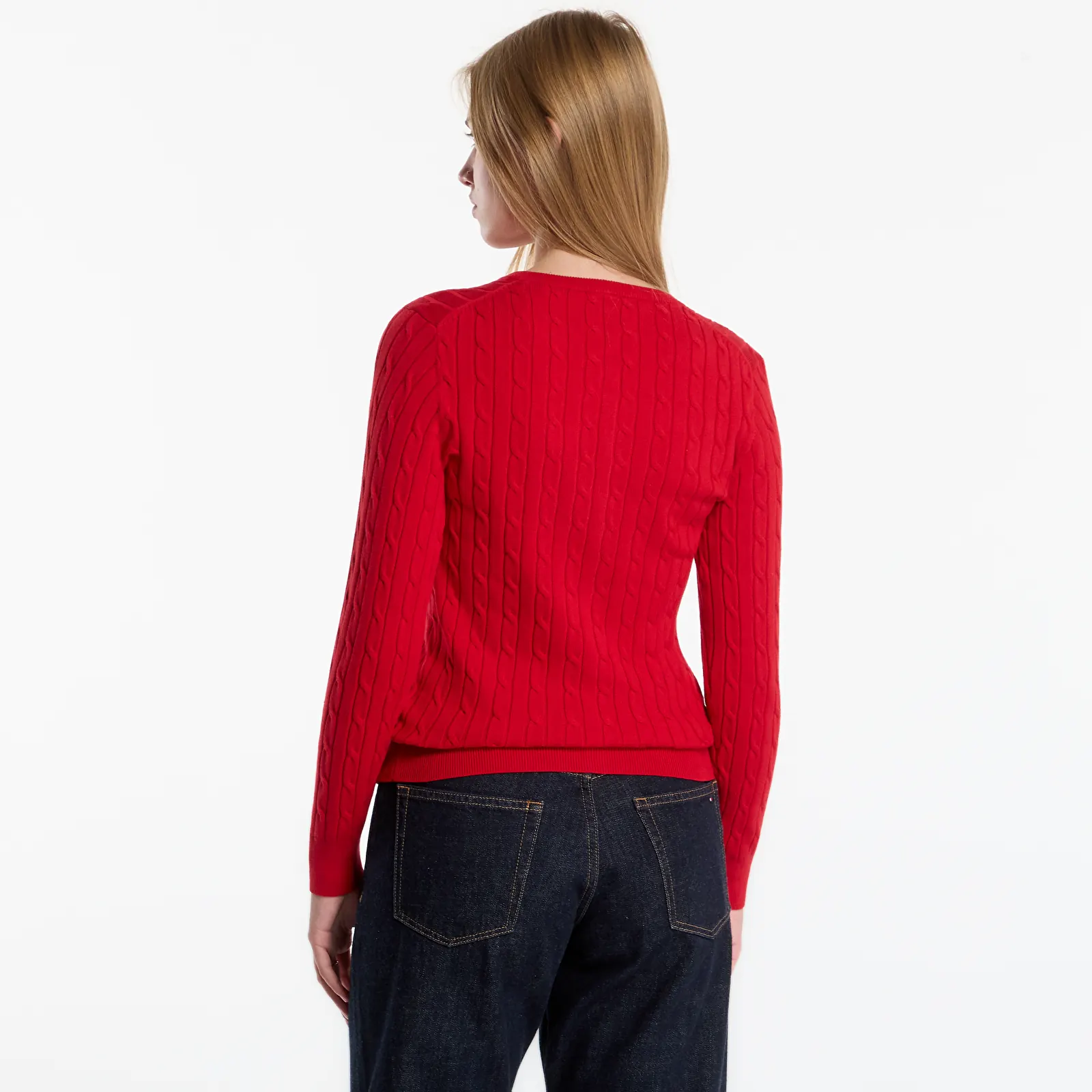 Neuletakki Gant Stretch Cotton Cable Cardigan Lipstick Pink
