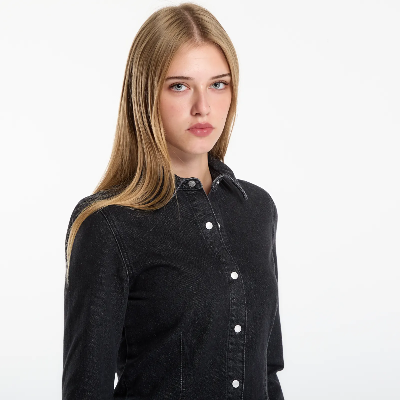 Srajce  Karl Lagerfeld Jeans Wide Sleeve Denim Blouse Washed Black