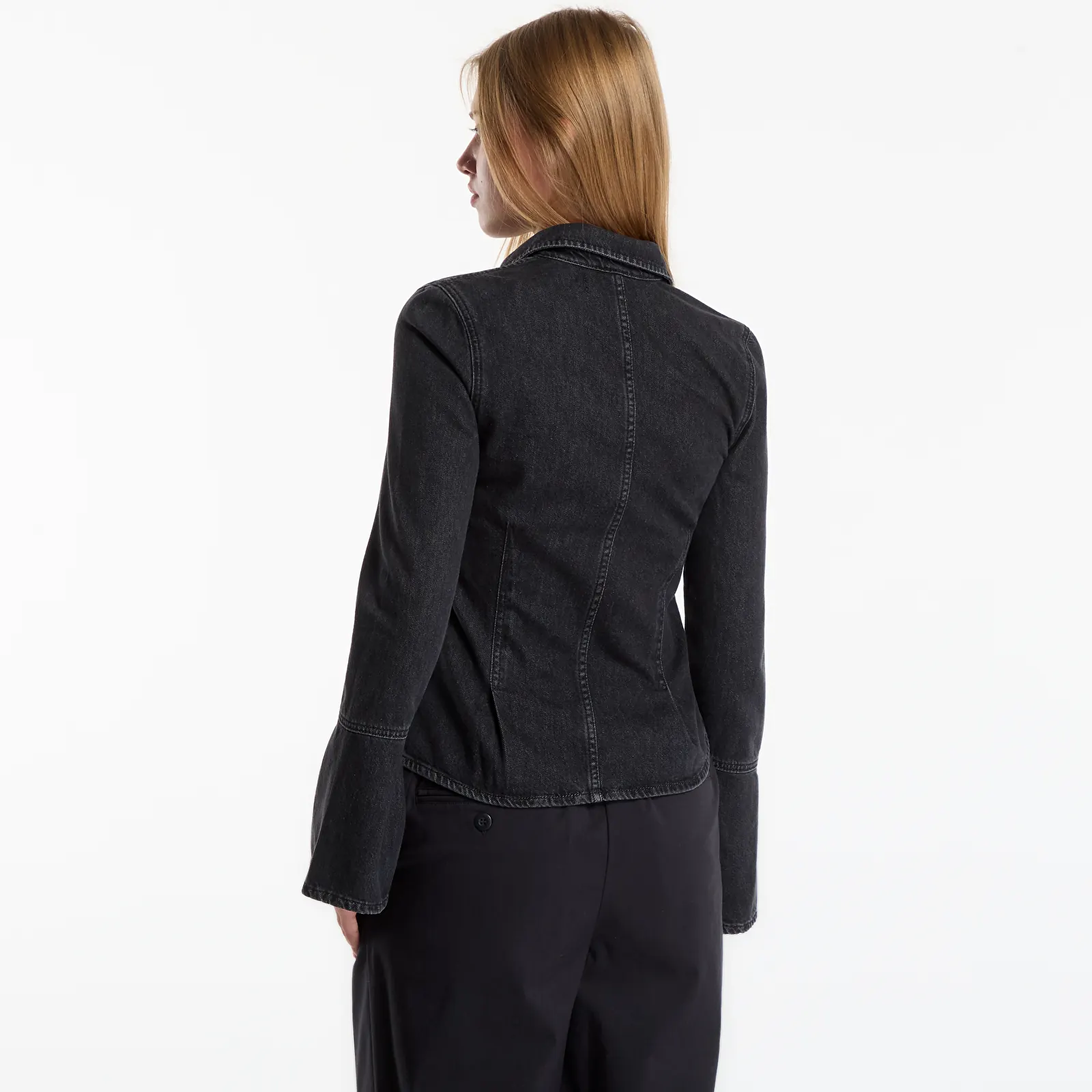 Srajce  Karl Lagerfeld Jeans Wide Sleeve Denim Blouse Washed Black
