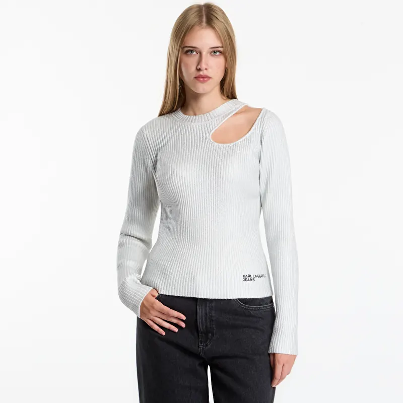 Karl Lagerfeld Jeans Coated Knit Sweater Silver