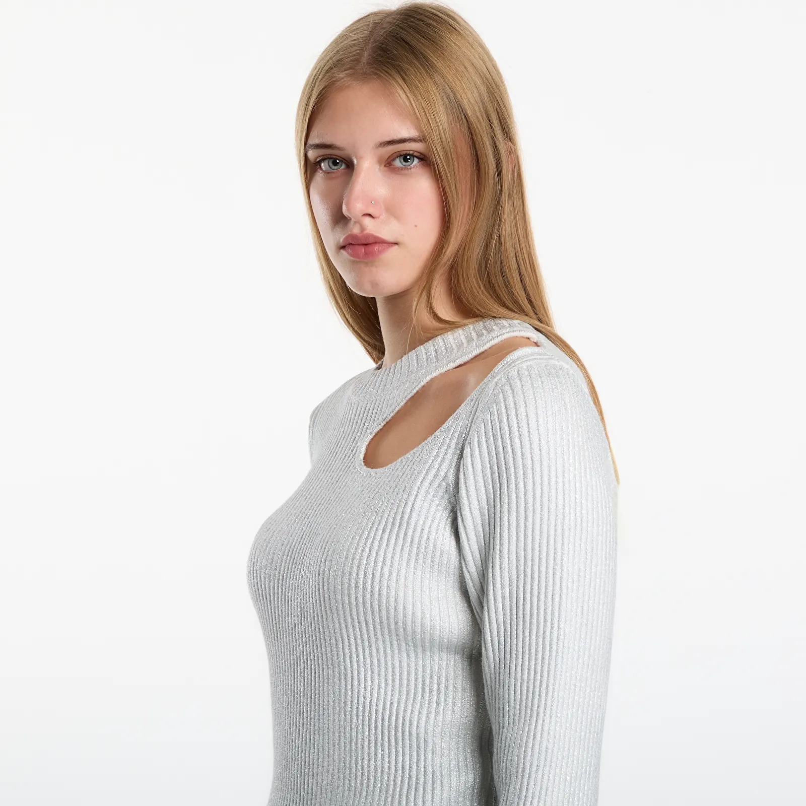 Džemperi Karl Lagerfeld Jeans Coated Knit Sweater Silver