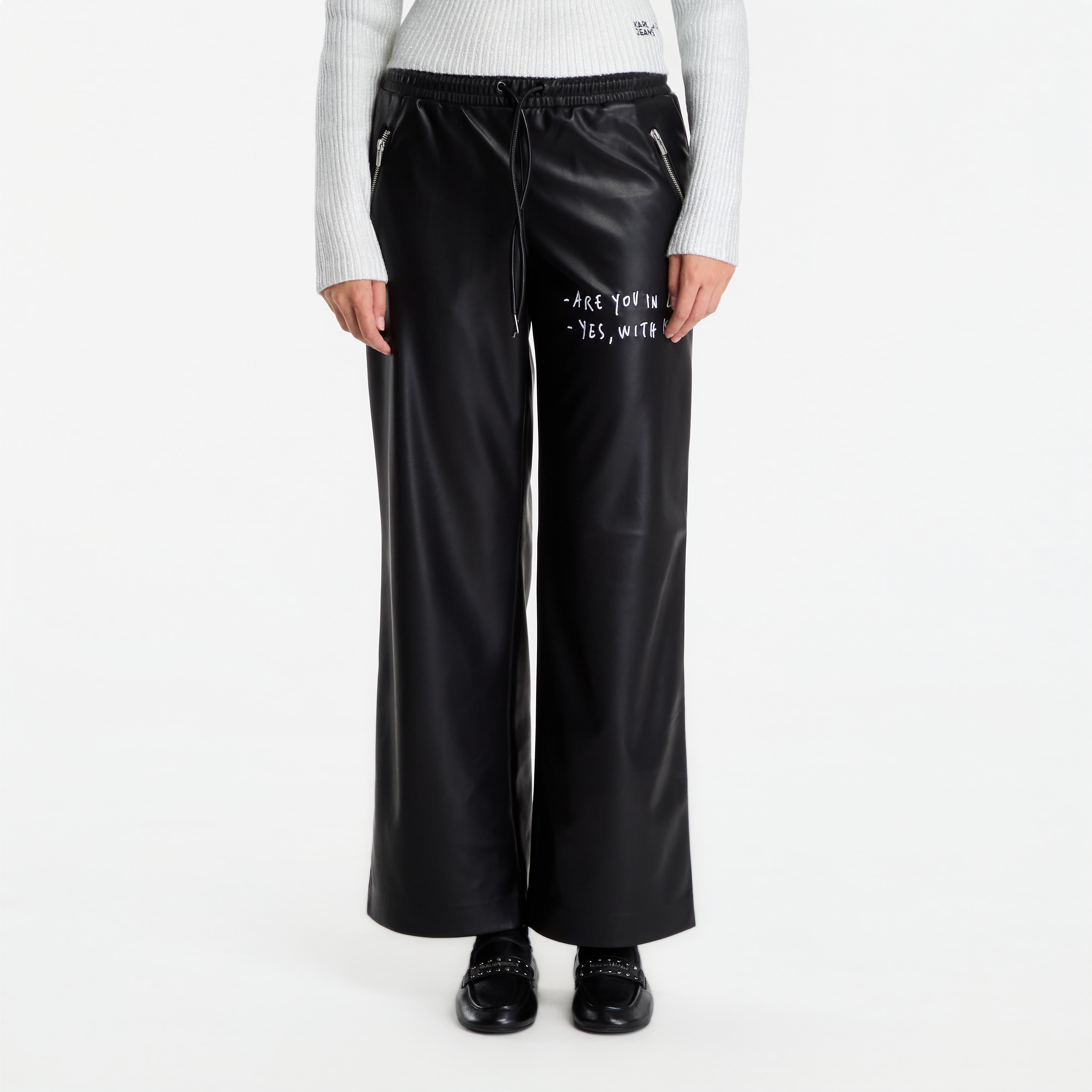 Потници Karl Lagerfeld Jeans X Pt Faux Leather Pant Black M