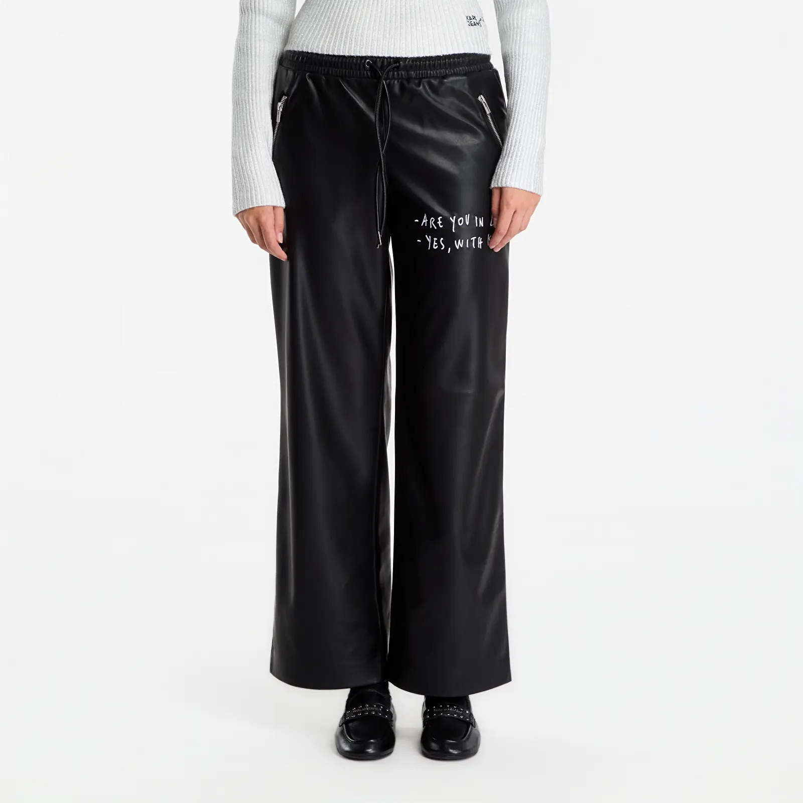 Joggebukser Karl Lagerfeld Jeans X Pt Faux Leather Pant Black