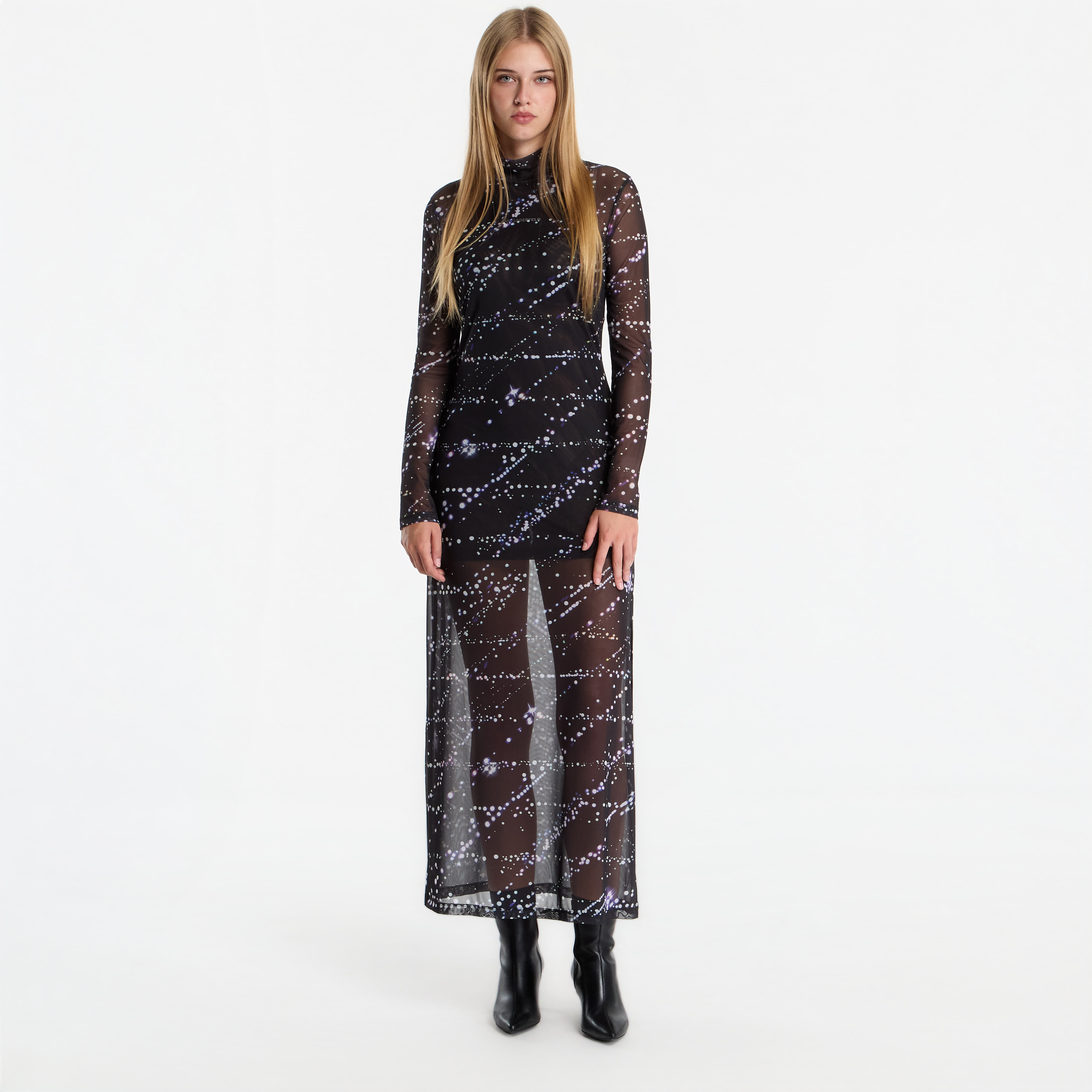 Облекло Karl Lagerfeld Jeans Mesh Aop Maxi Dress Glow Aop XS