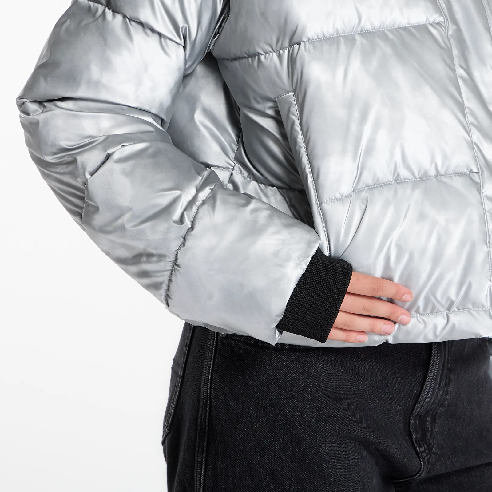 Jackets Karl Lagerfeld Jeans Cropped Shiny Puffer Washed Blue