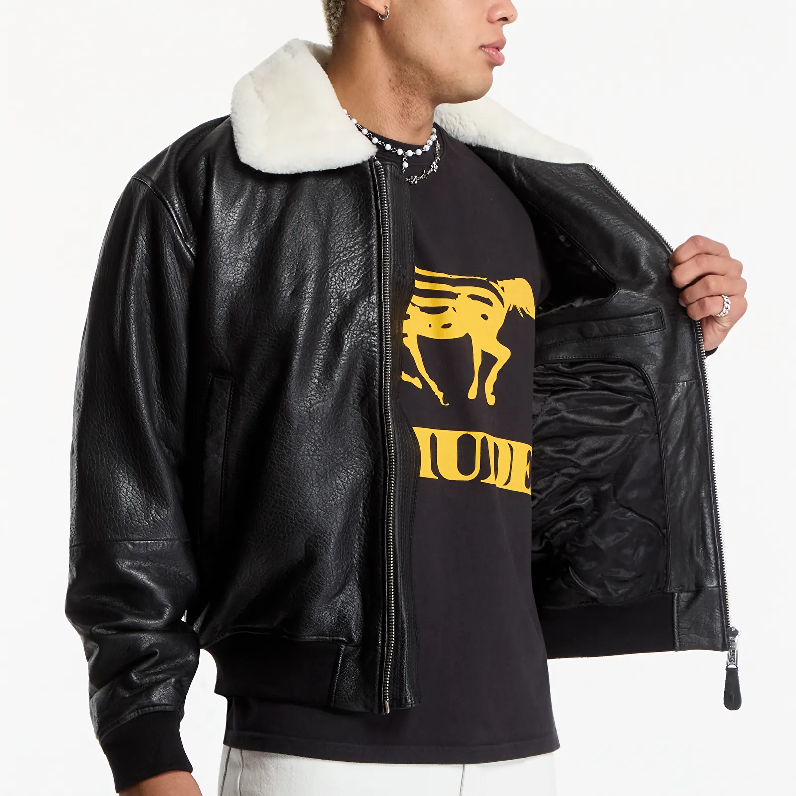 Men's bombers Alpha Industries B-15 Leather UV Black
