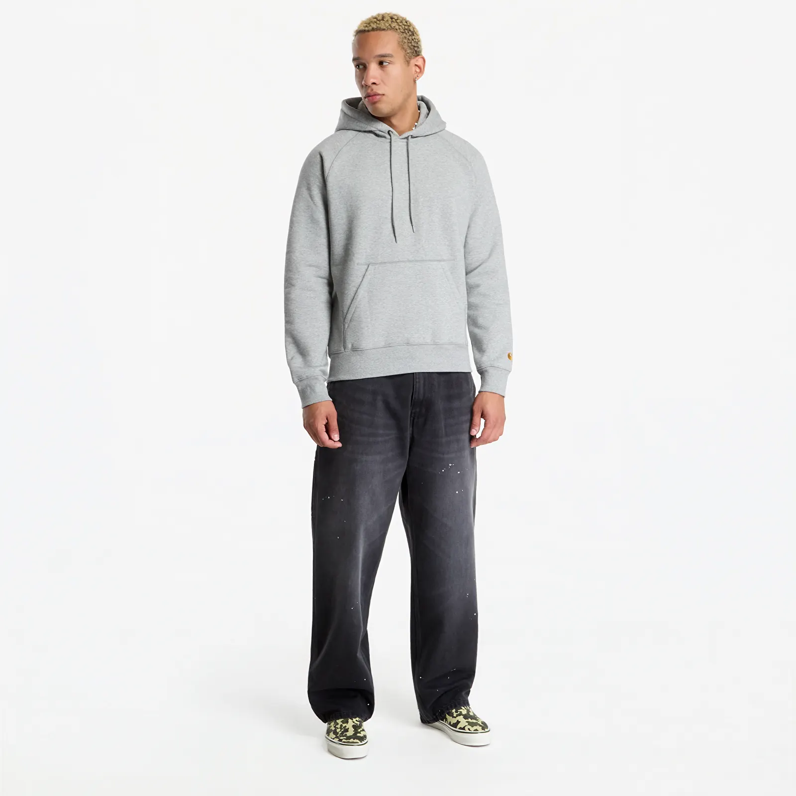Muške dukserice Carhartt WIP Hooded Chase Sweat Grey Heather/ Gold
