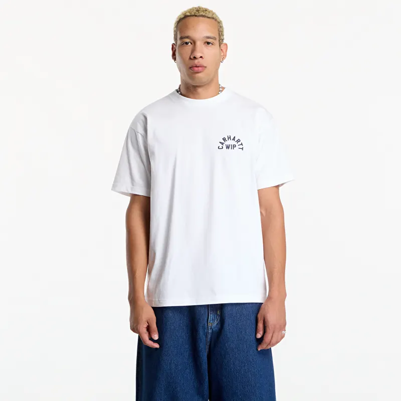 T-shirt Carhartt WIP S/S Arch Script T-Shirt UNISEX White/ Dark Navy