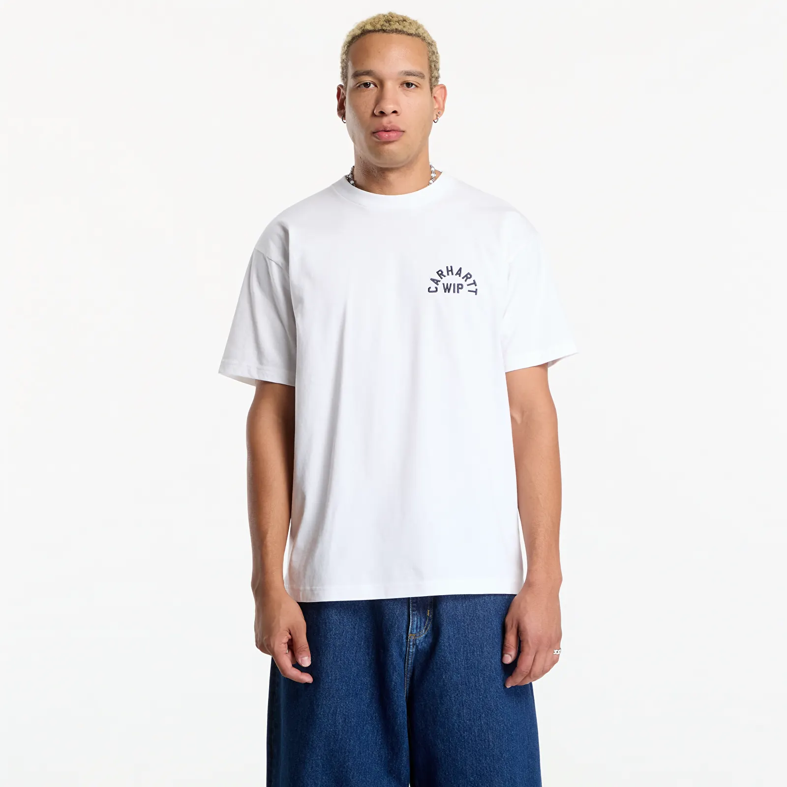 Men's T-shirts Carhartt WIP S/S Arch Script T-Shirt UNISEX White/ Dark Navy