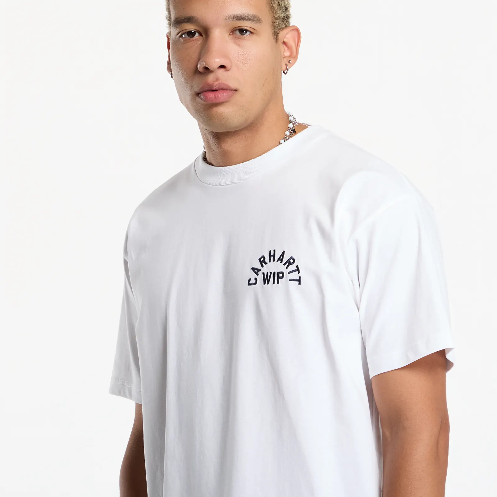 Men's T-shirts Carhartt WIP S/S Arch Script T-Shirt UNISEX White/ Dark Navy