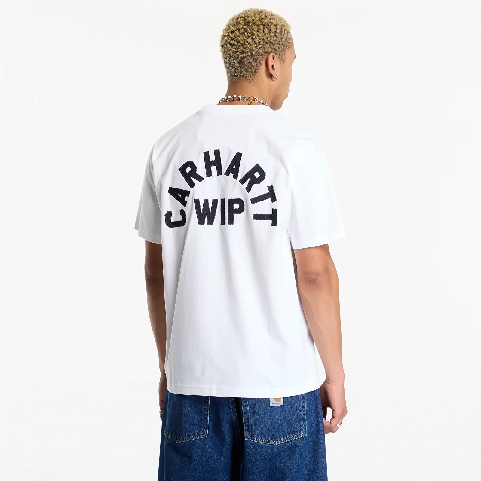 Men's T-shirts Carhartt WIP S/S Arch Script T-Shirt UNISEX White/ Dark Navy