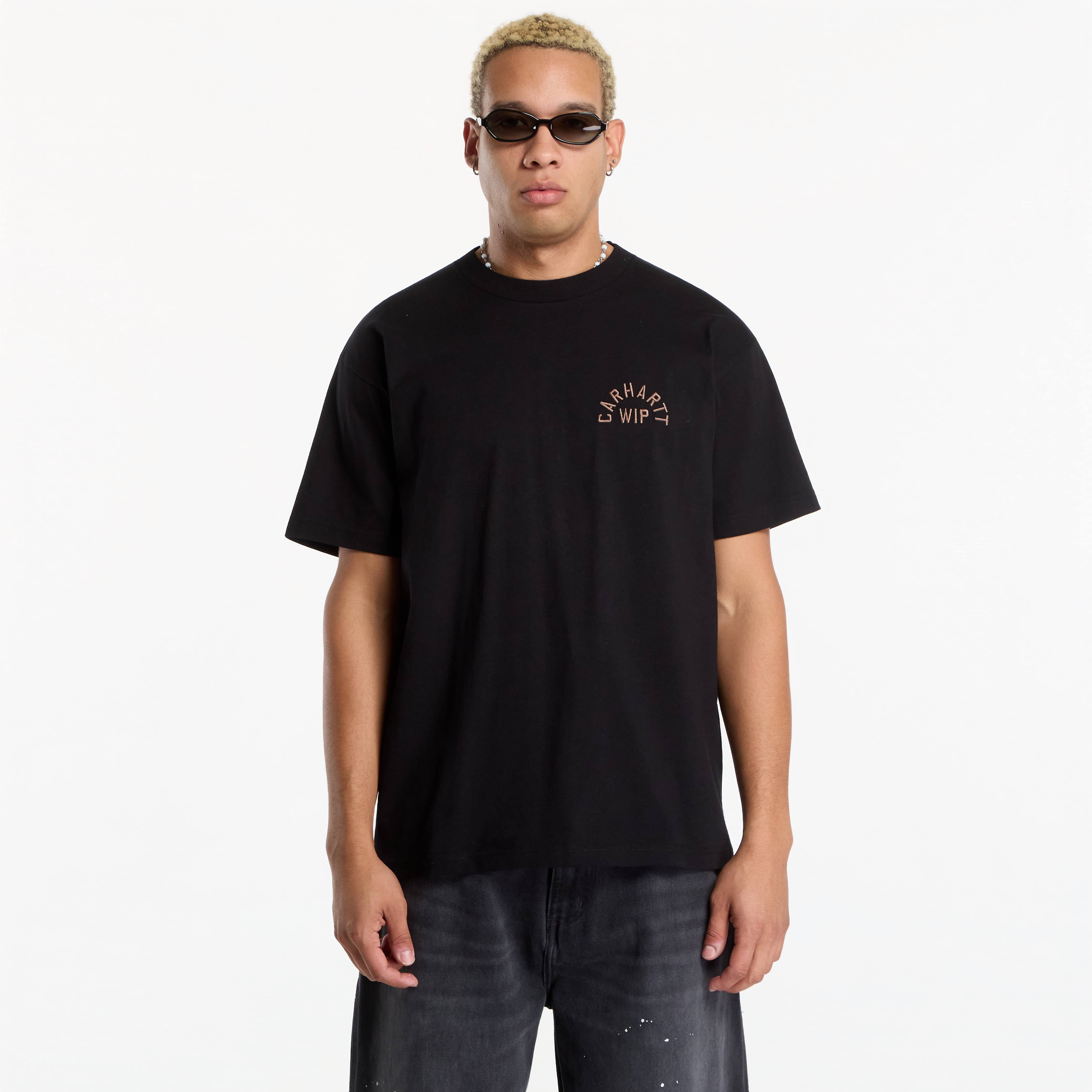 Тениска Carhartt WIP S/S Arch Script T-Shirt UNISEX Black/ WIP H Brown M