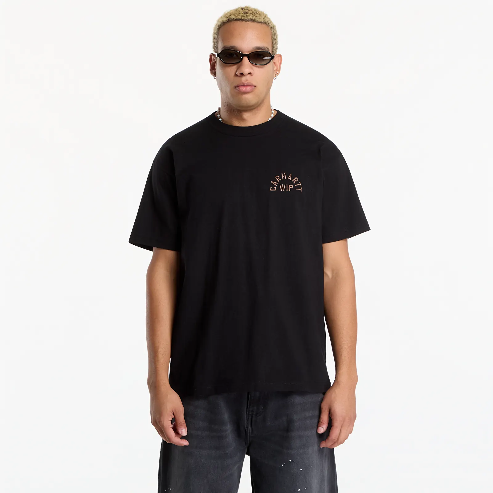 Men's T-shirts Carhartt WIP S/S Arch Script T-Shirt UNISEX Black/ WIP H Brown