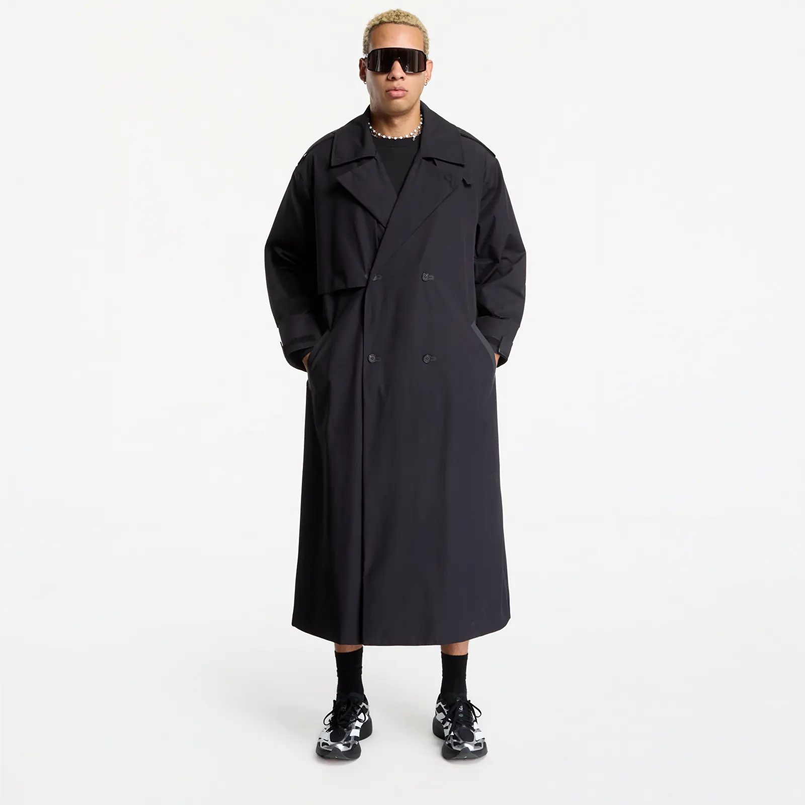 Pánské kabáty adidas x entire studios Uniform Trenchcoat Black