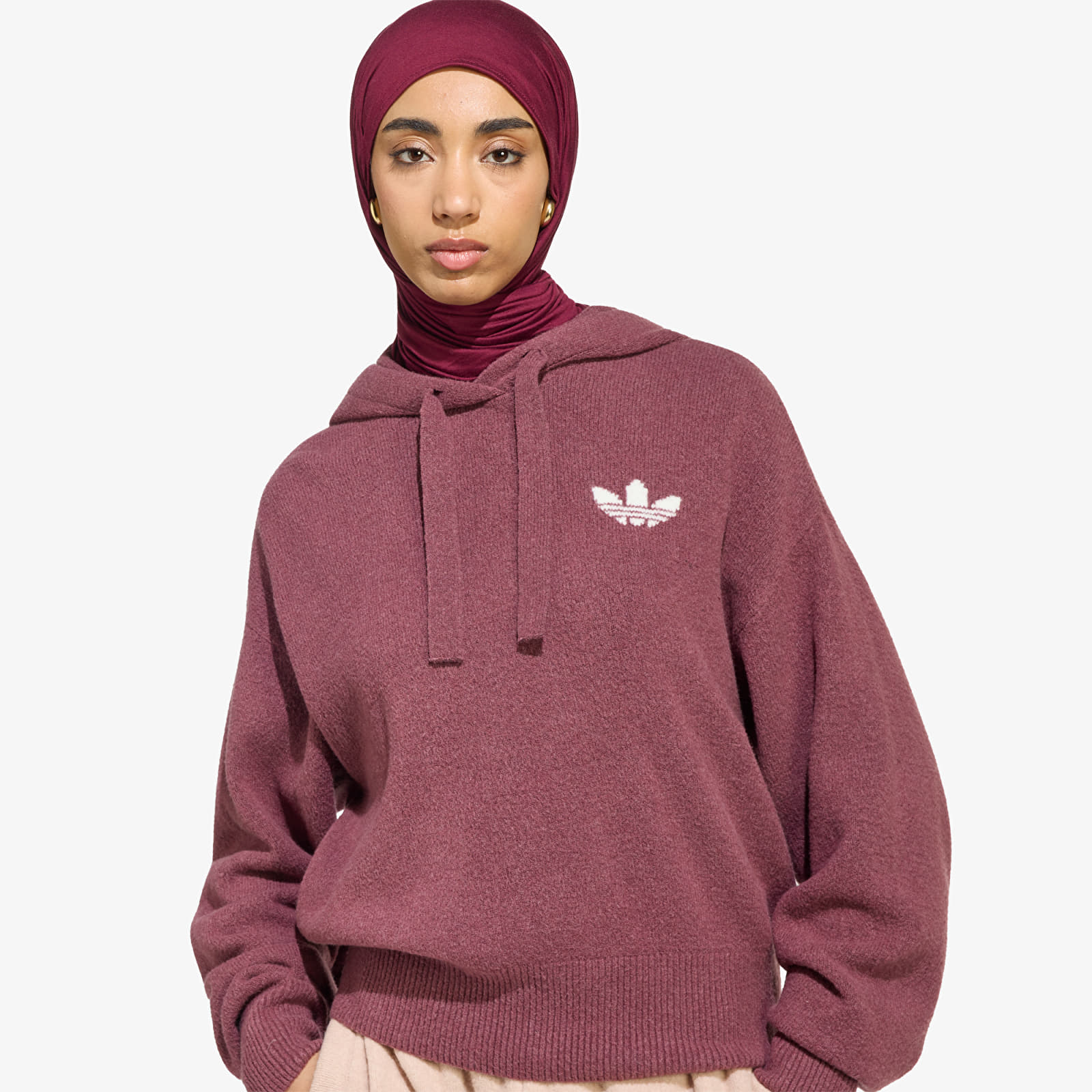 Svetry adidas Essentials Knit Hoodie Quiet Crimson